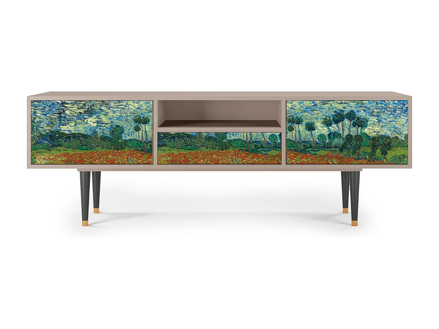 Meuble TV - 170х59х41 cm - T6 - Poppy field by van Gogh, Latte