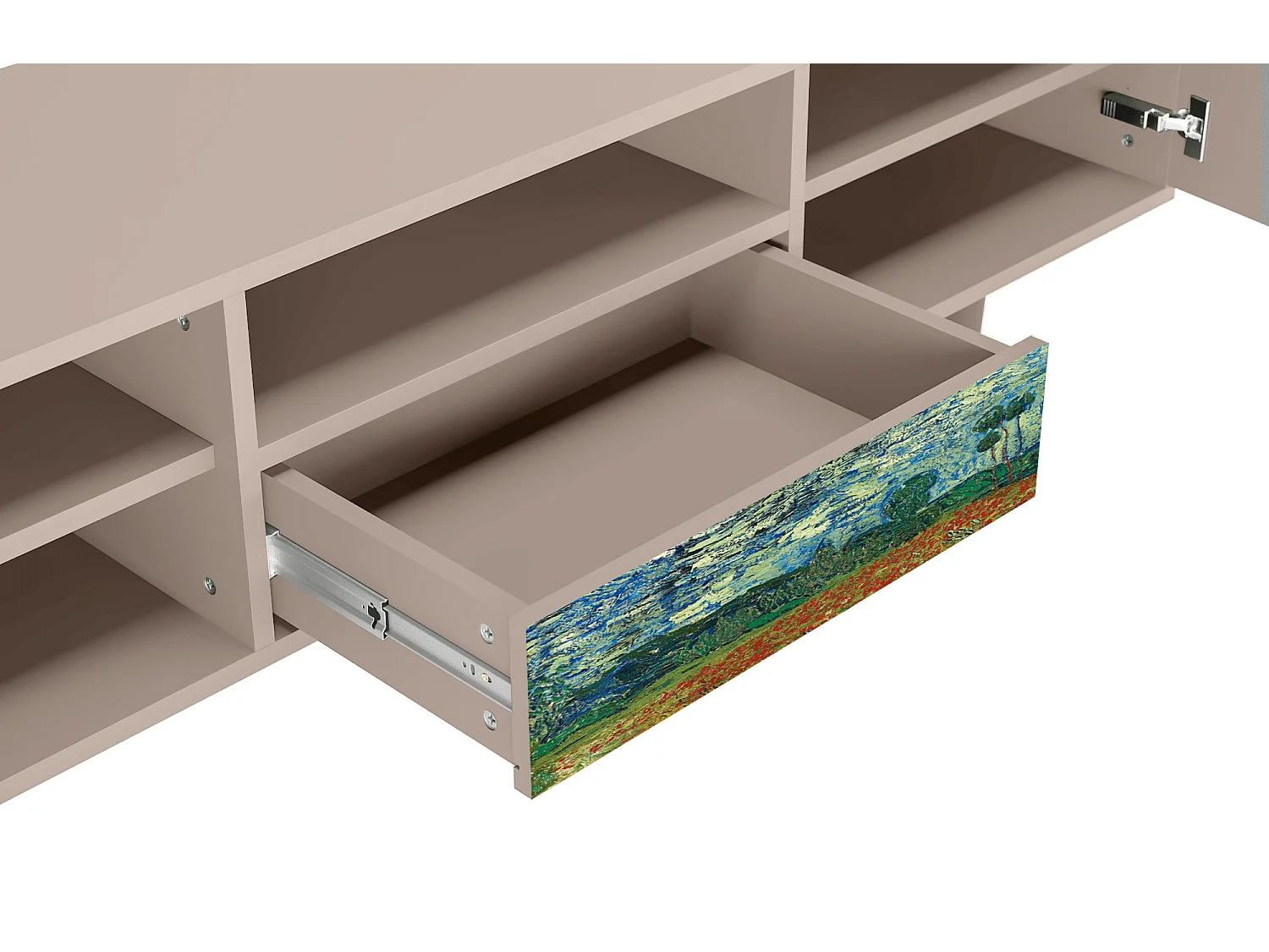 Meuble TV - 170х59х41 cm - T6 - Poppy field by van Gogh, Latte