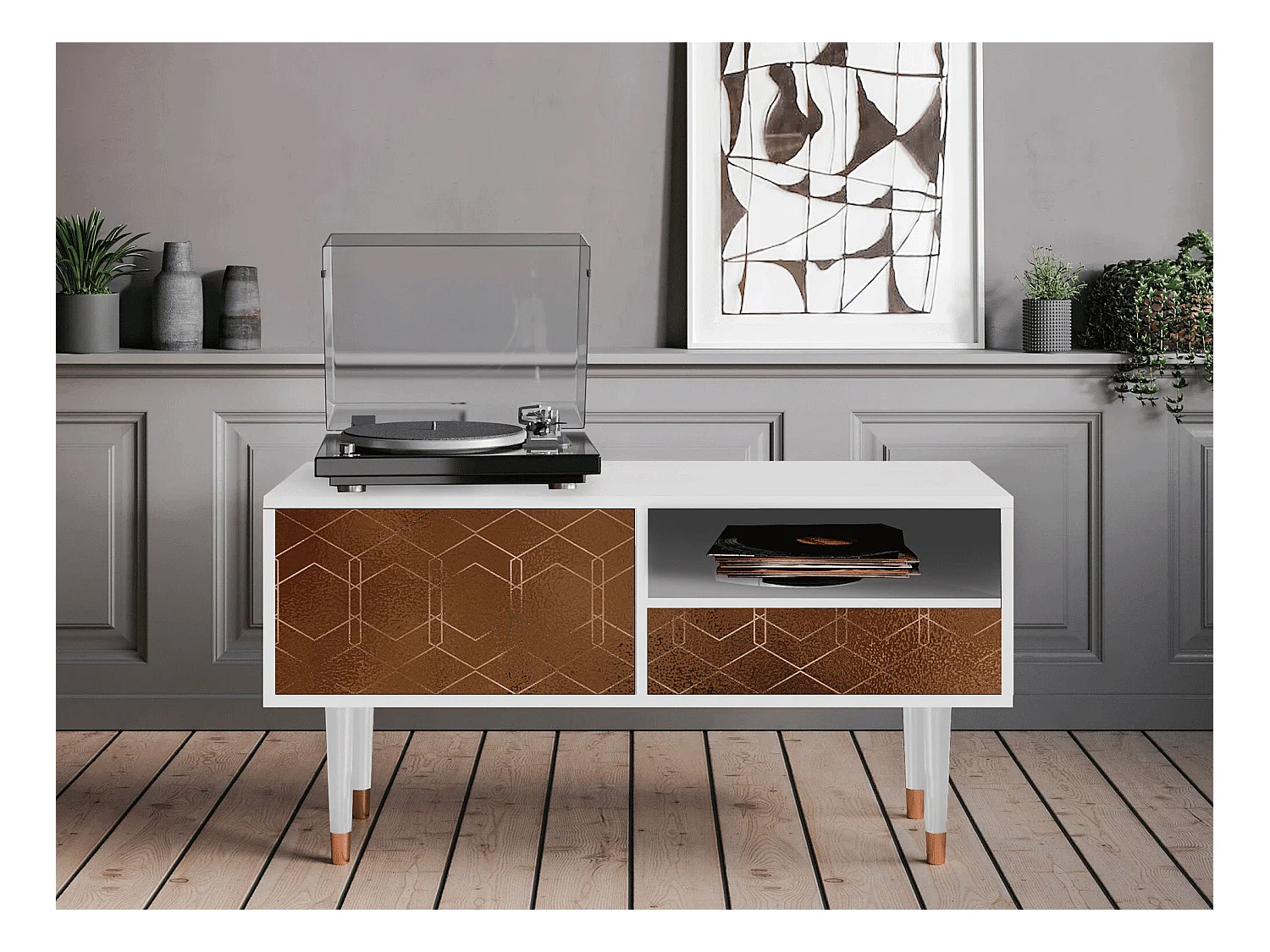 TV-meubel - 115х59х48 cm - T3 - Chocolate Bar, Wit