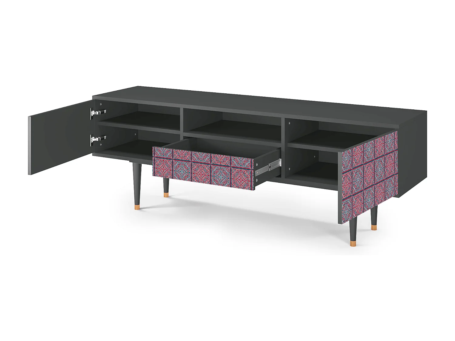 Szafka RTV - 170х59х41 cm - T6 - Riviera Mosaic, Antracyt