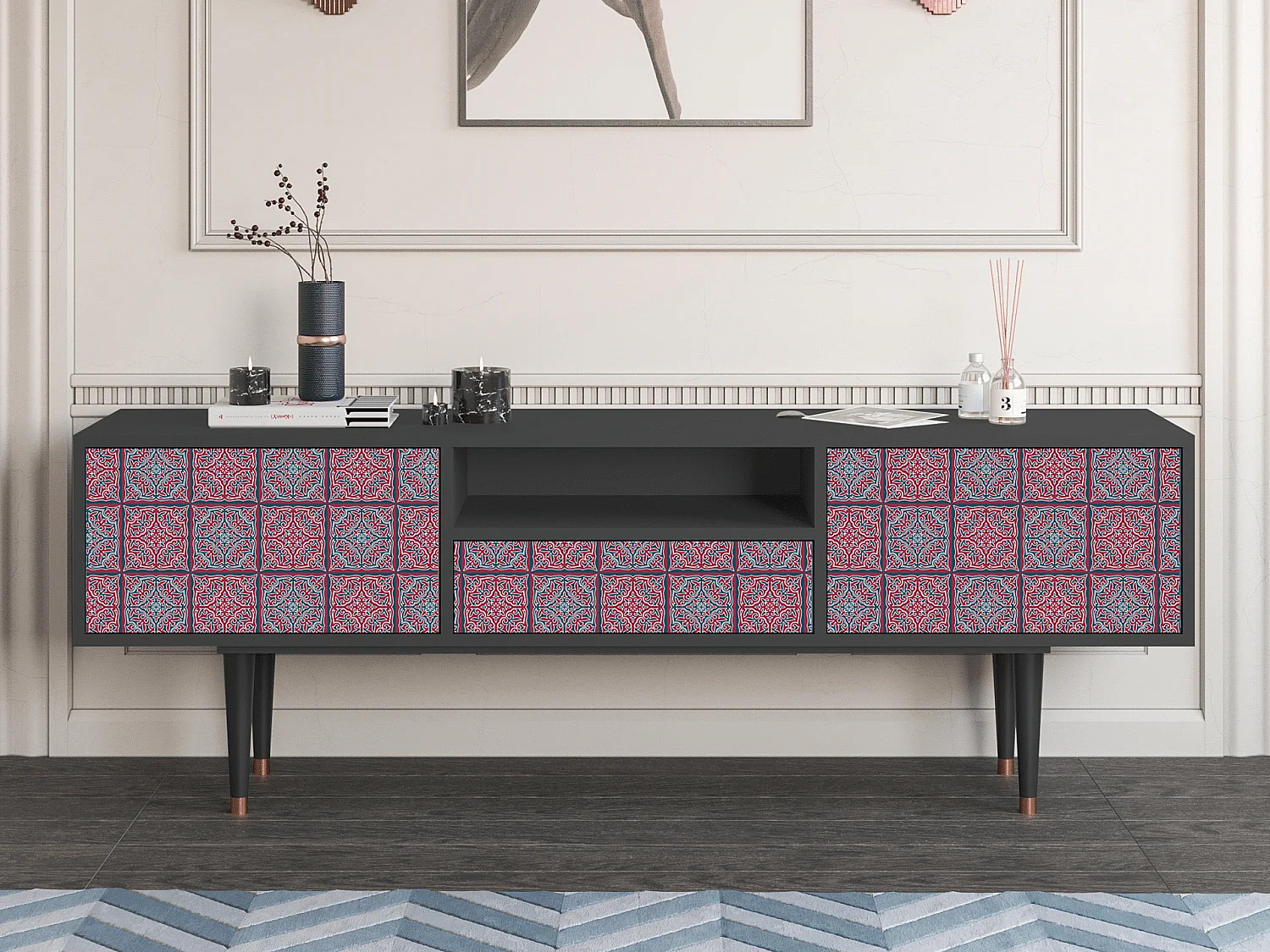 TV-meubel - 170х59х41 cm - T6 - Riviera Mosaic, Antraciet