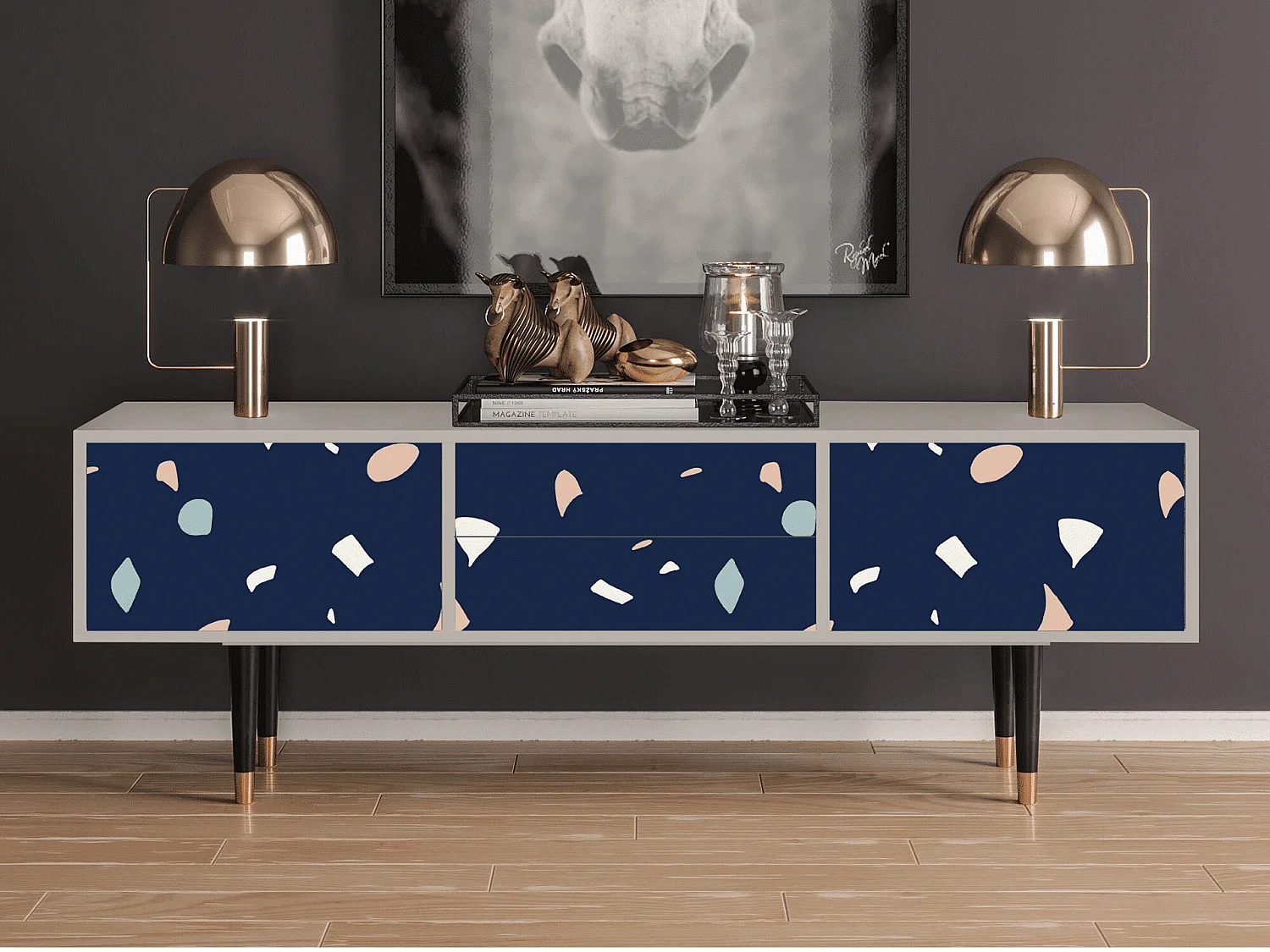 Mueble de TV - 170х59х48 cm - T4 - Space Satellites, Areia