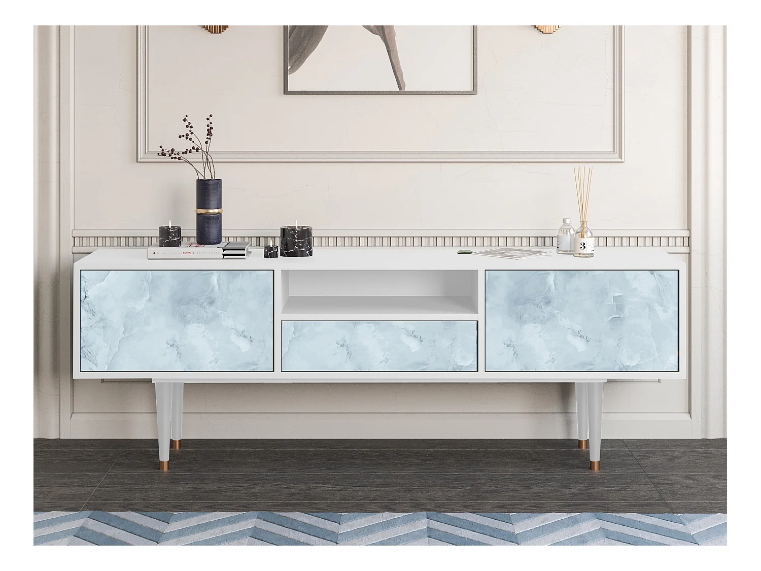 Meuble TV - 170х59х41 cm - T6 - Glacial Colour, Blanc