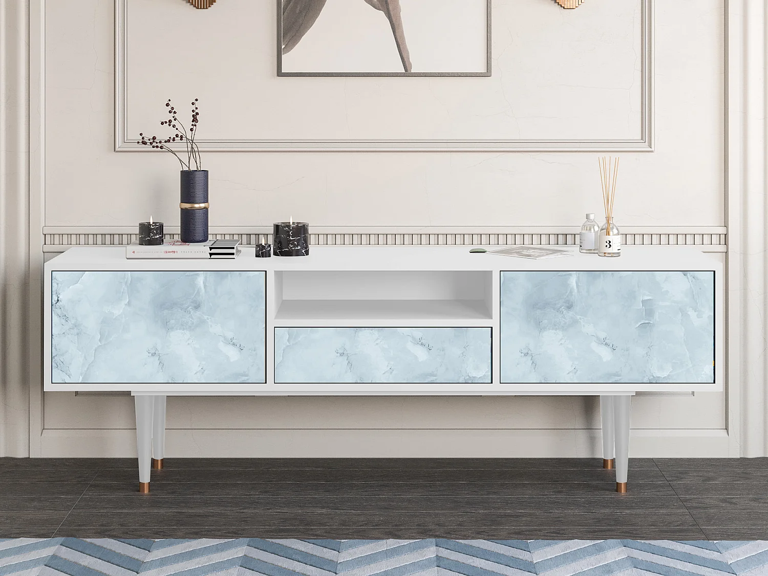 Meuble TV - 170х59х41 cm - T6 - Glacial Colour, Blanc