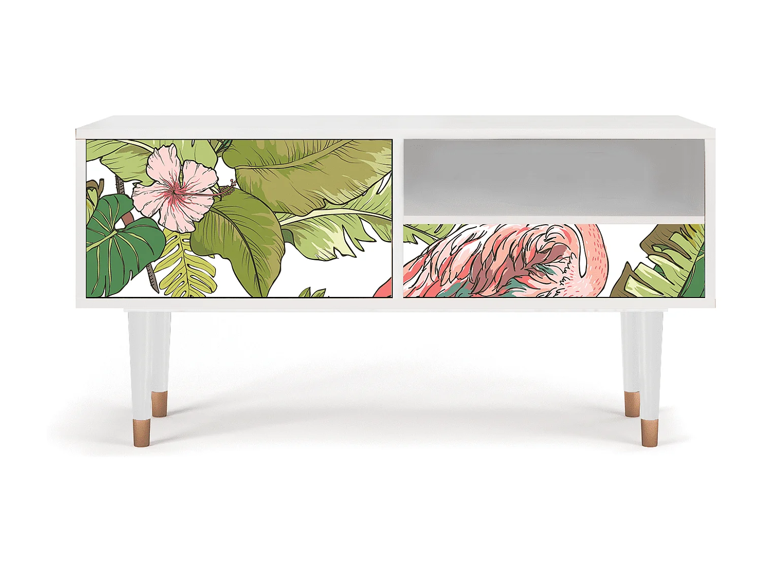 Mueble de TV - 115х59х48 cm - T3 - Sweet Flamingo, Branco