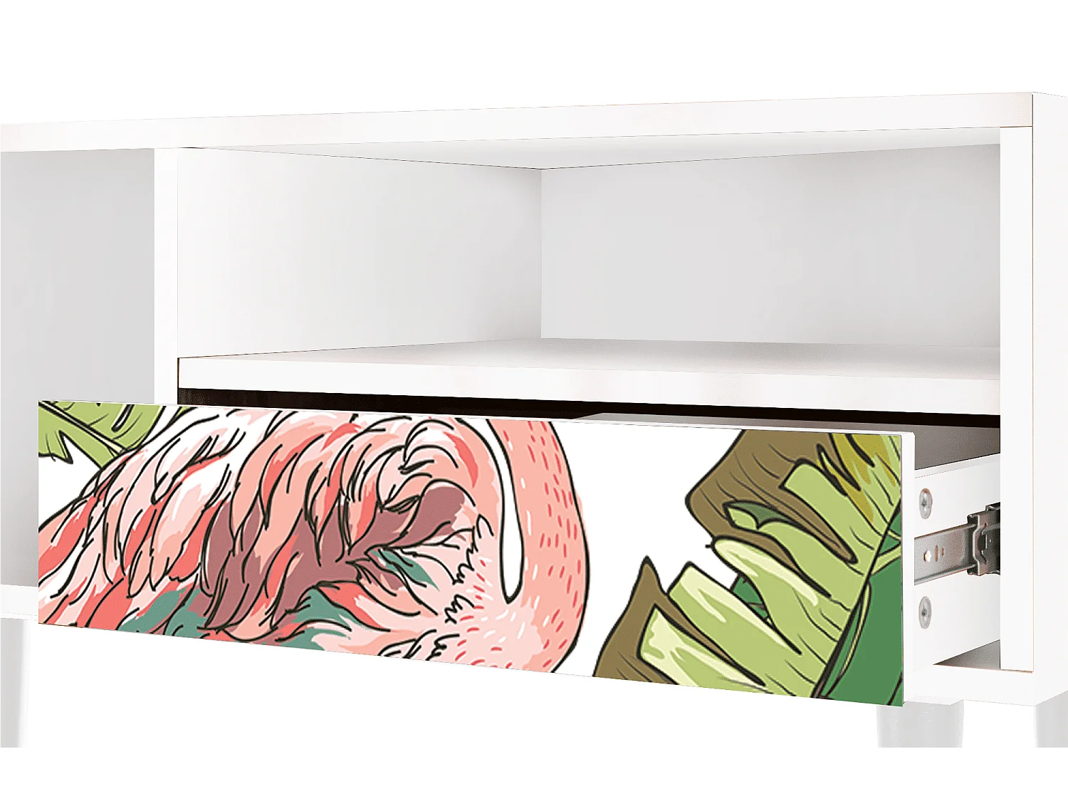 Mueble de TV - 115х59х48 cm - T3 - Sweet Flamingo, Branco