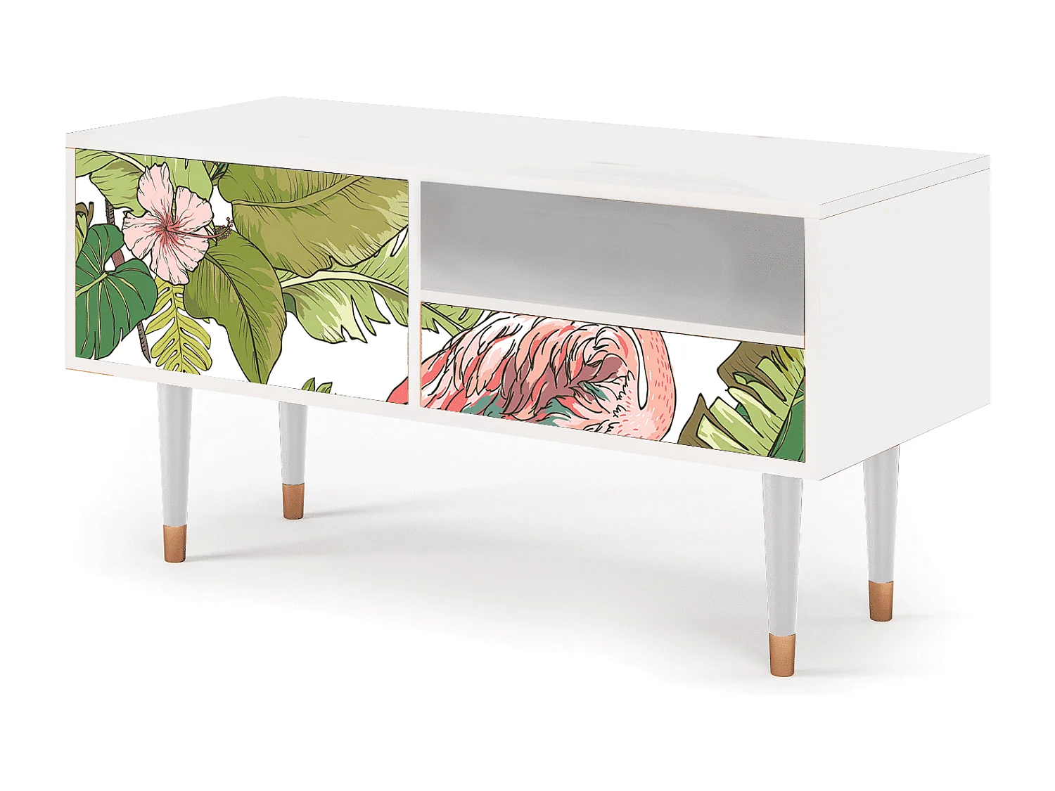 Meuble TV - 115х59х48 cm - T3 - Sweet Flamingo, Blanc