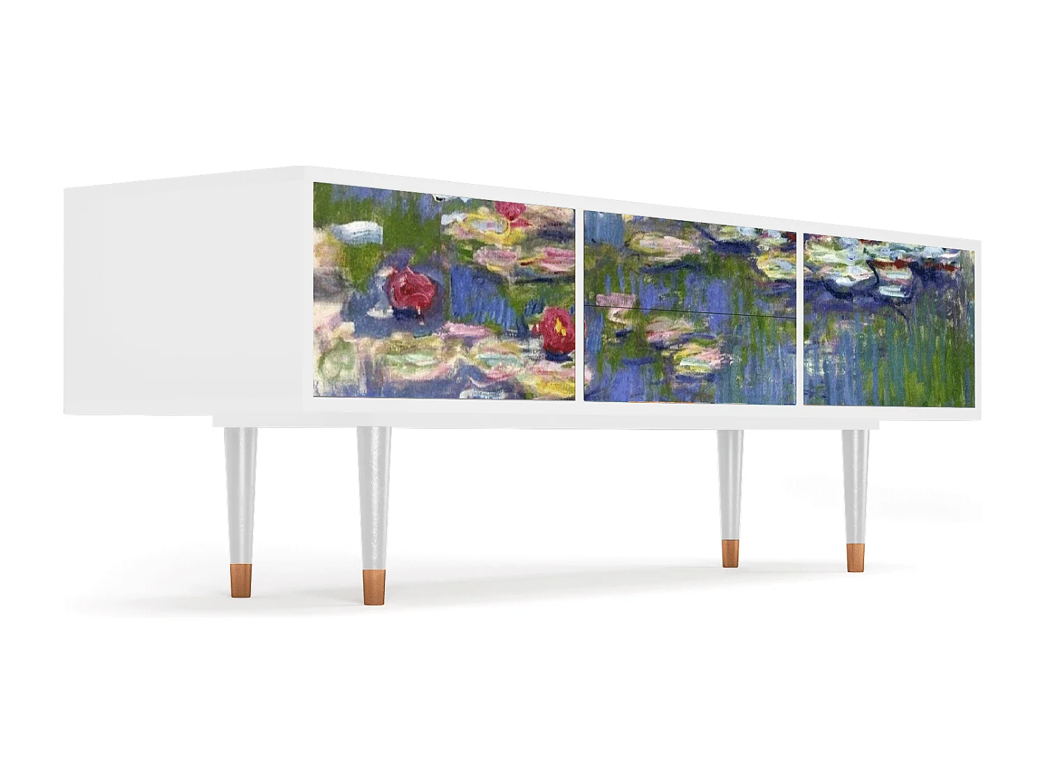 TV-meubel - 170х59х48 cm - T4 - The water lily pond  , Wit