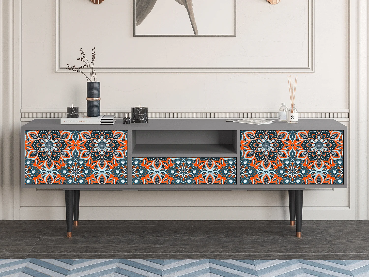 Meuble TV - 170х59х41 cm - T6 - Fire Beetle, Gris