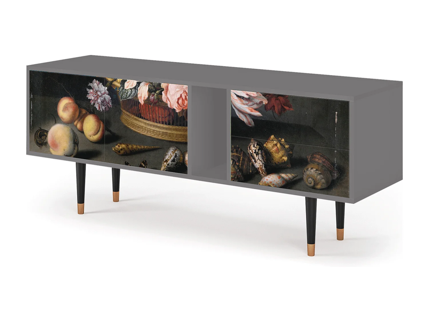 Mobile TV - 170х69х48 cm - T1 - Still Life with Flowers, Grigio