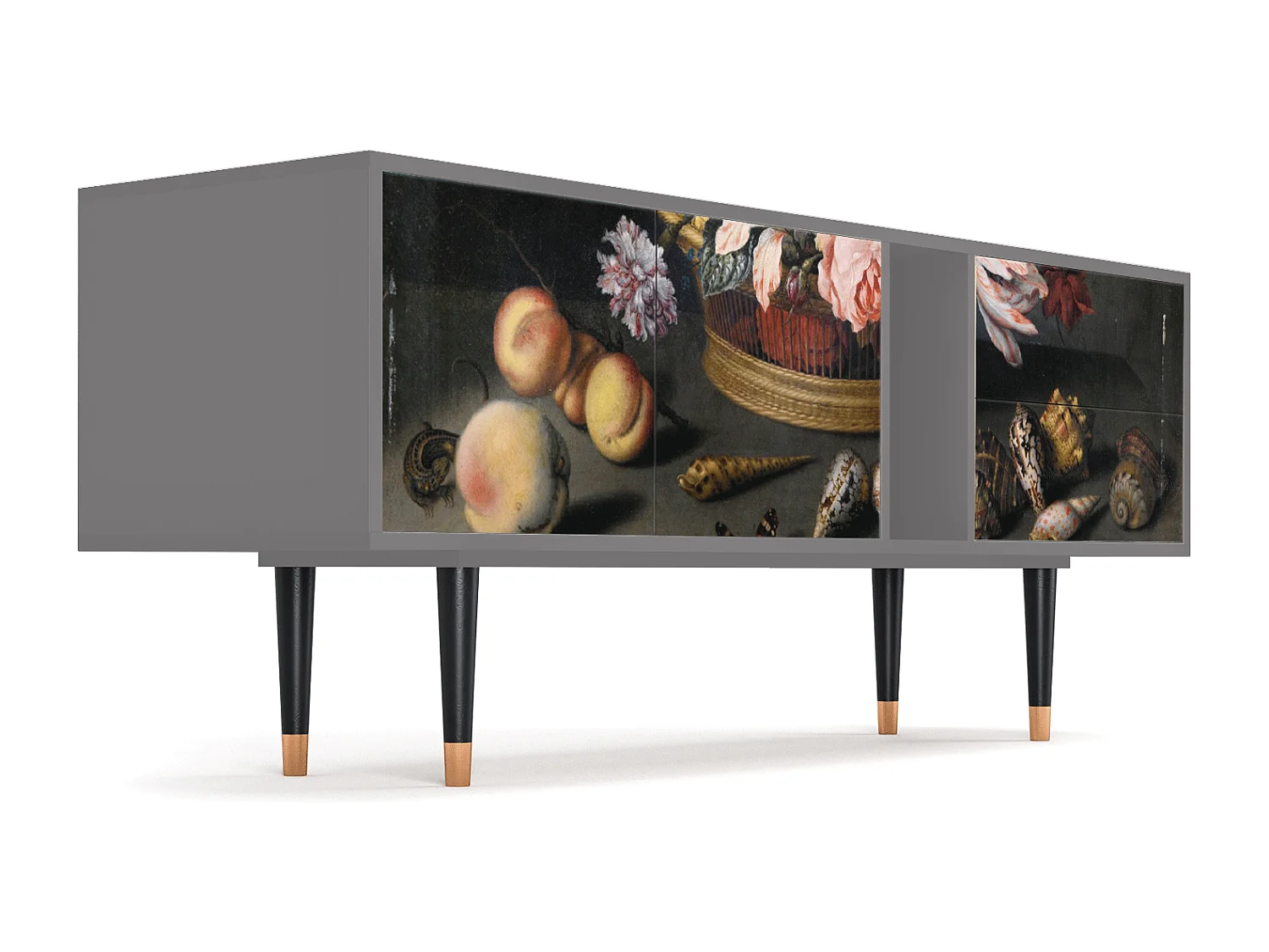 Mobile TV - 170х69х48 cm - T1 - Still Life with Flowers, Grigio