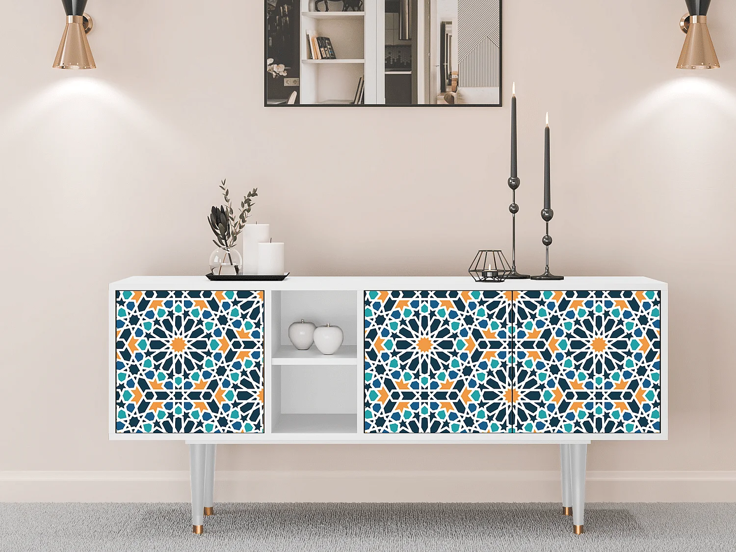 TV-meubel - 150х69х41 cm - T5 - Kaleidoscope, Wit