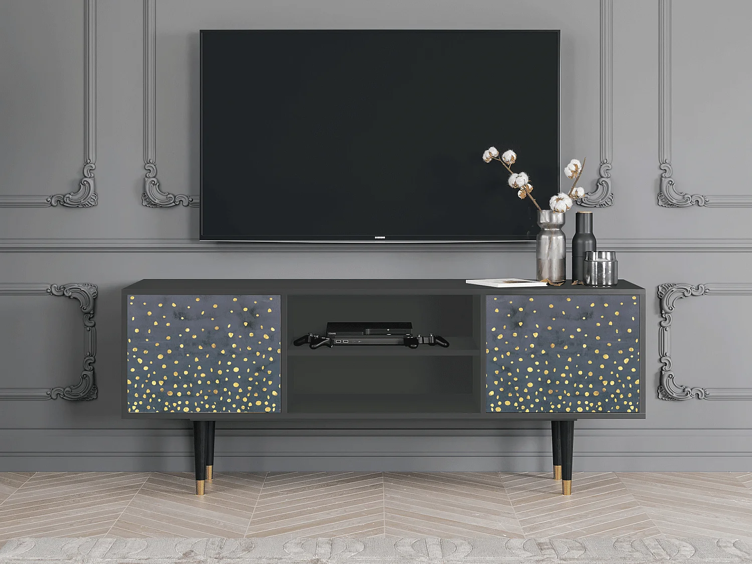 Mueble de TV - 170х69х48 cm - T2 - Foggy Lights, Antracita