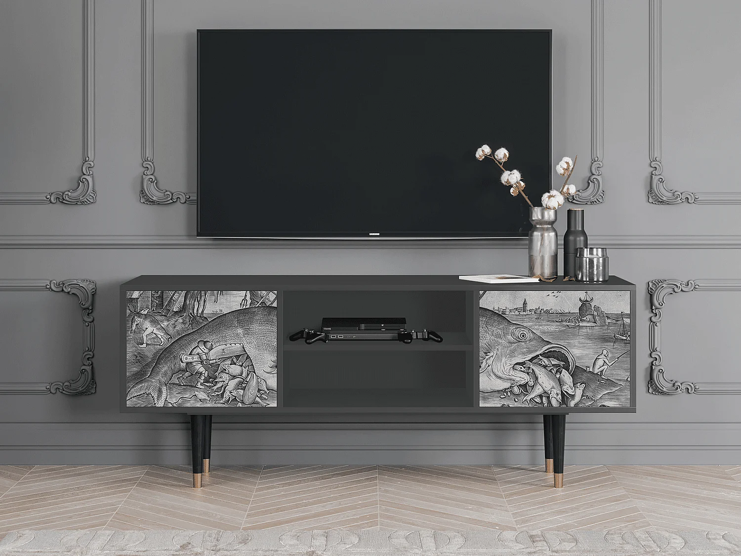 Meuble TV - 170х69х48 cm - T2 - Big Fish Eat Little, Anthracite