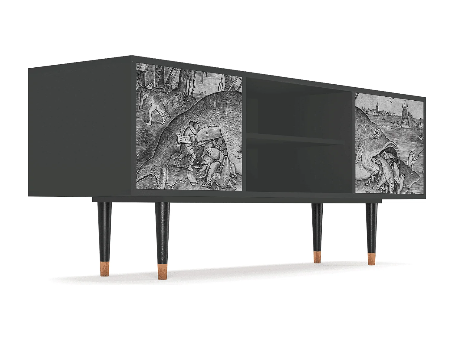 Mueble de TV - 170х69х48 cm - T2 - Big Fish Eat Little, Antracita