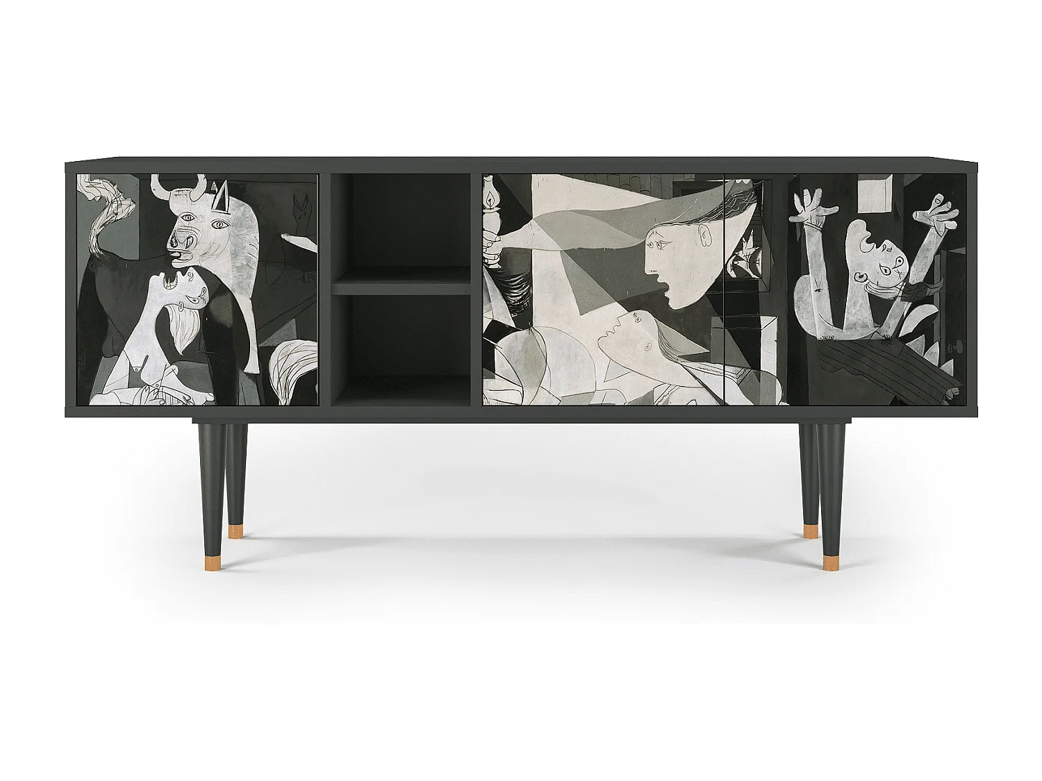 Meuble TV - 150х69х41 cm - T5 - Guernica by Picasso, Anthracite