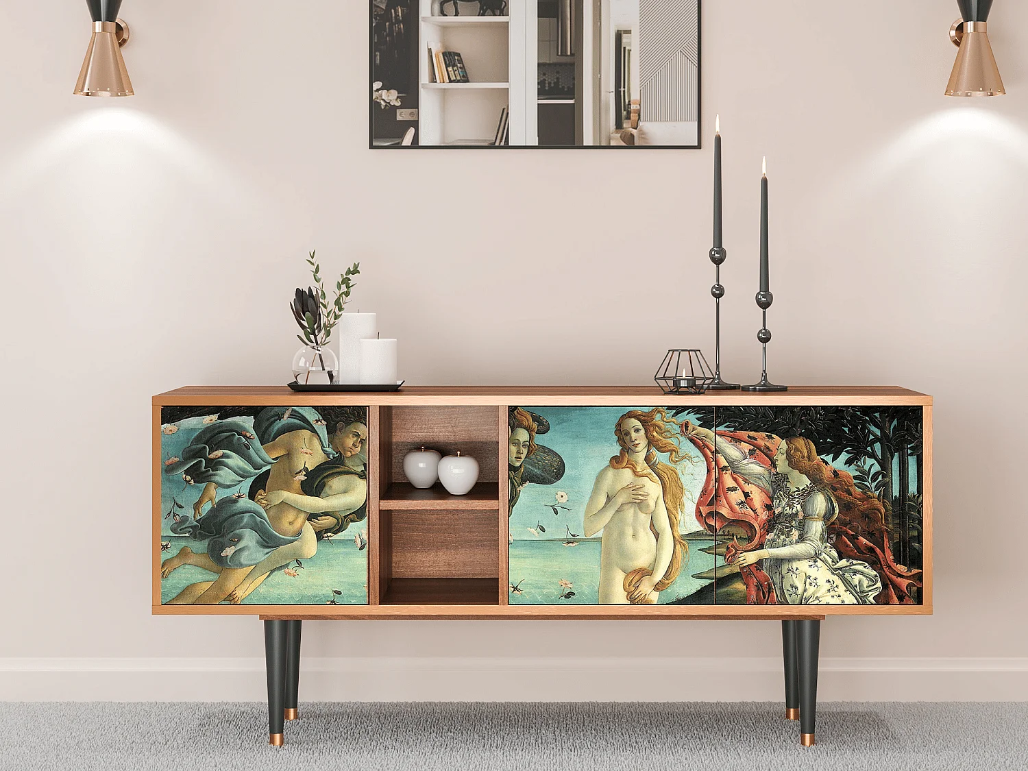 TV-meubel - 150х69х41 cm - T5 - The Birth of Venus, Walnoot