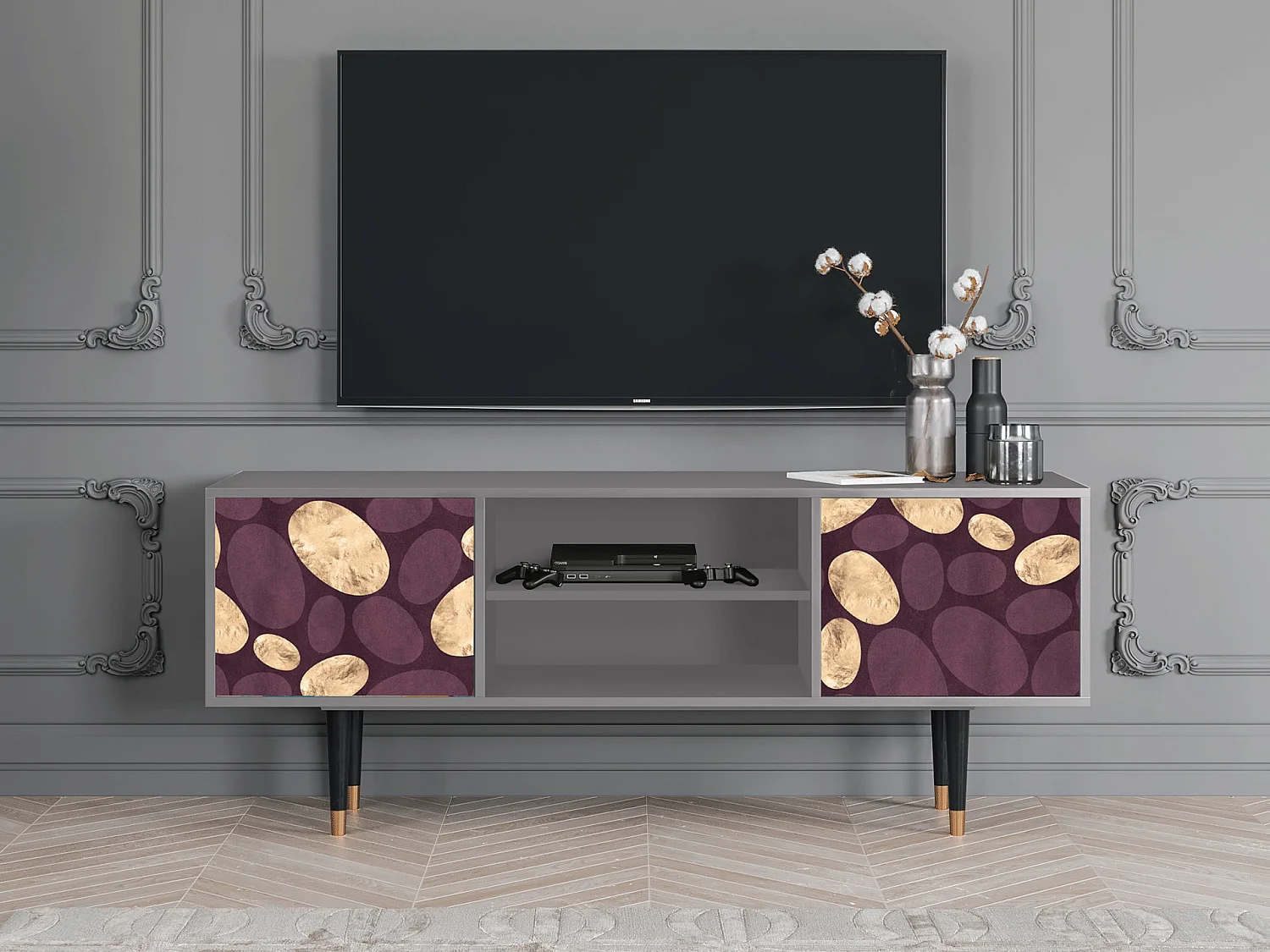 Meuble TV - 170х69х48 cm - T2 - Fine Wine, Gris