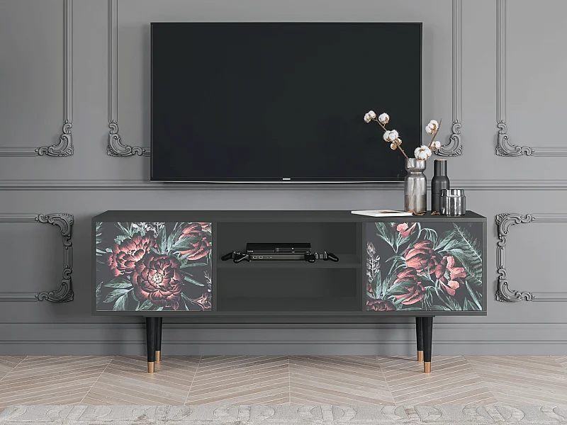 Mueble de TV - 170х69х48 cm - T2 - Dark Peonies, Antracite