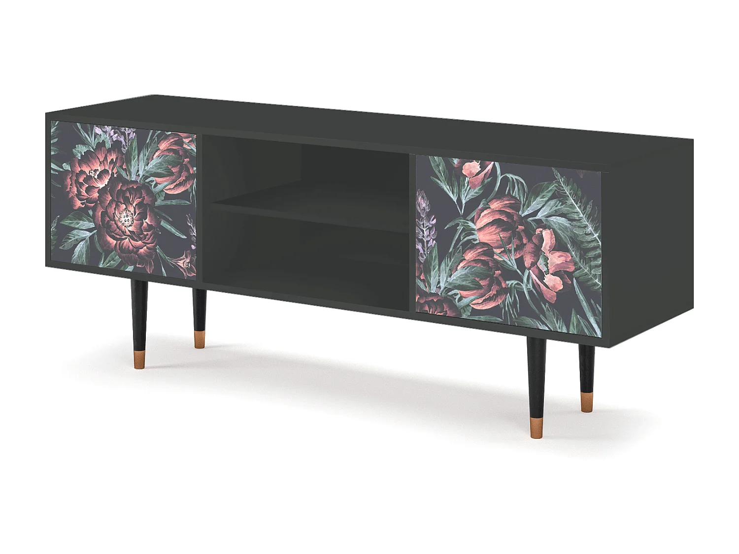 Mueble de TV - 170х69х48 cm - T2 - Dark Peonies, Antracite