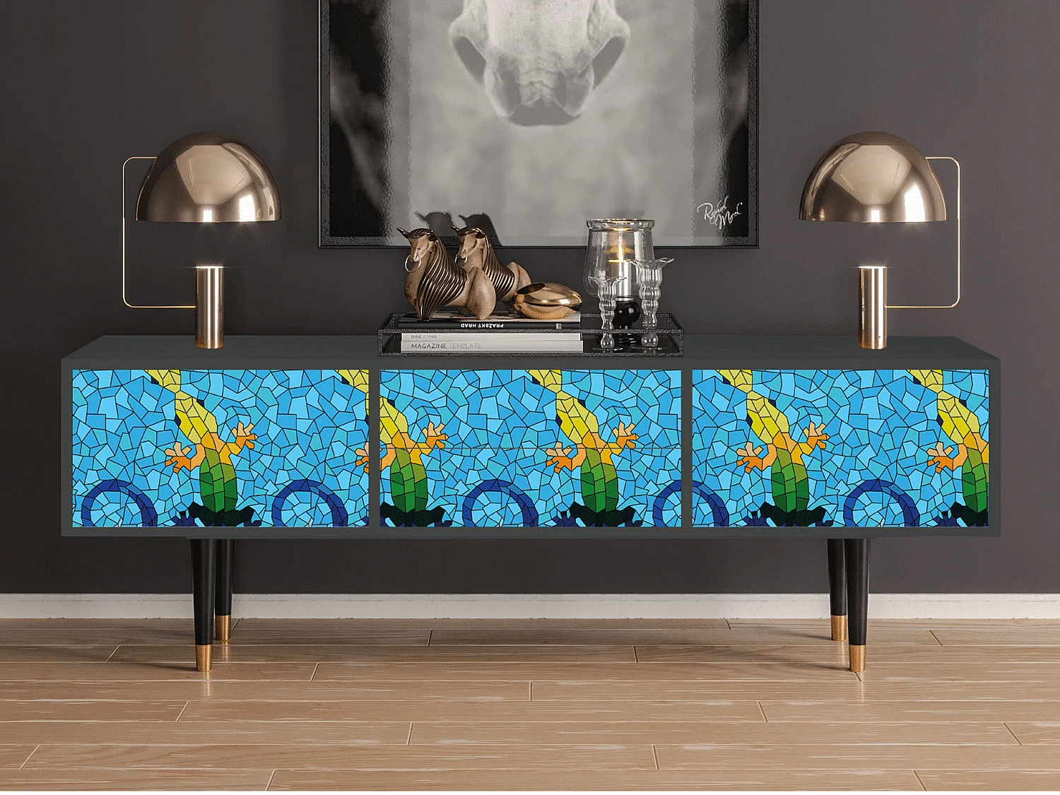 Meuble TV - 170х59х48 cm - T4 - Gaudi's Lizard, Anthracite