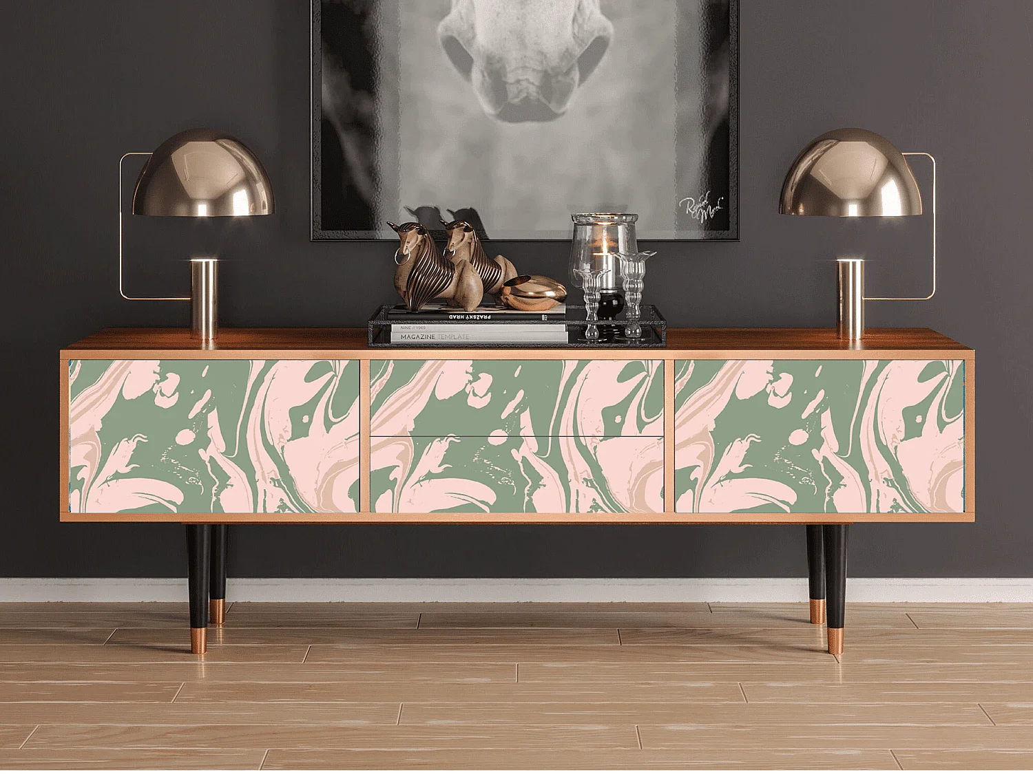 Meuble TV - 170х59х48 cm - T4 - Aquarelle, Noyer