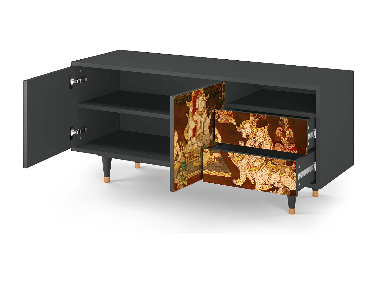 Szafka RTV - 125х56х41 cm - T7 - Malyavan, Antracyt