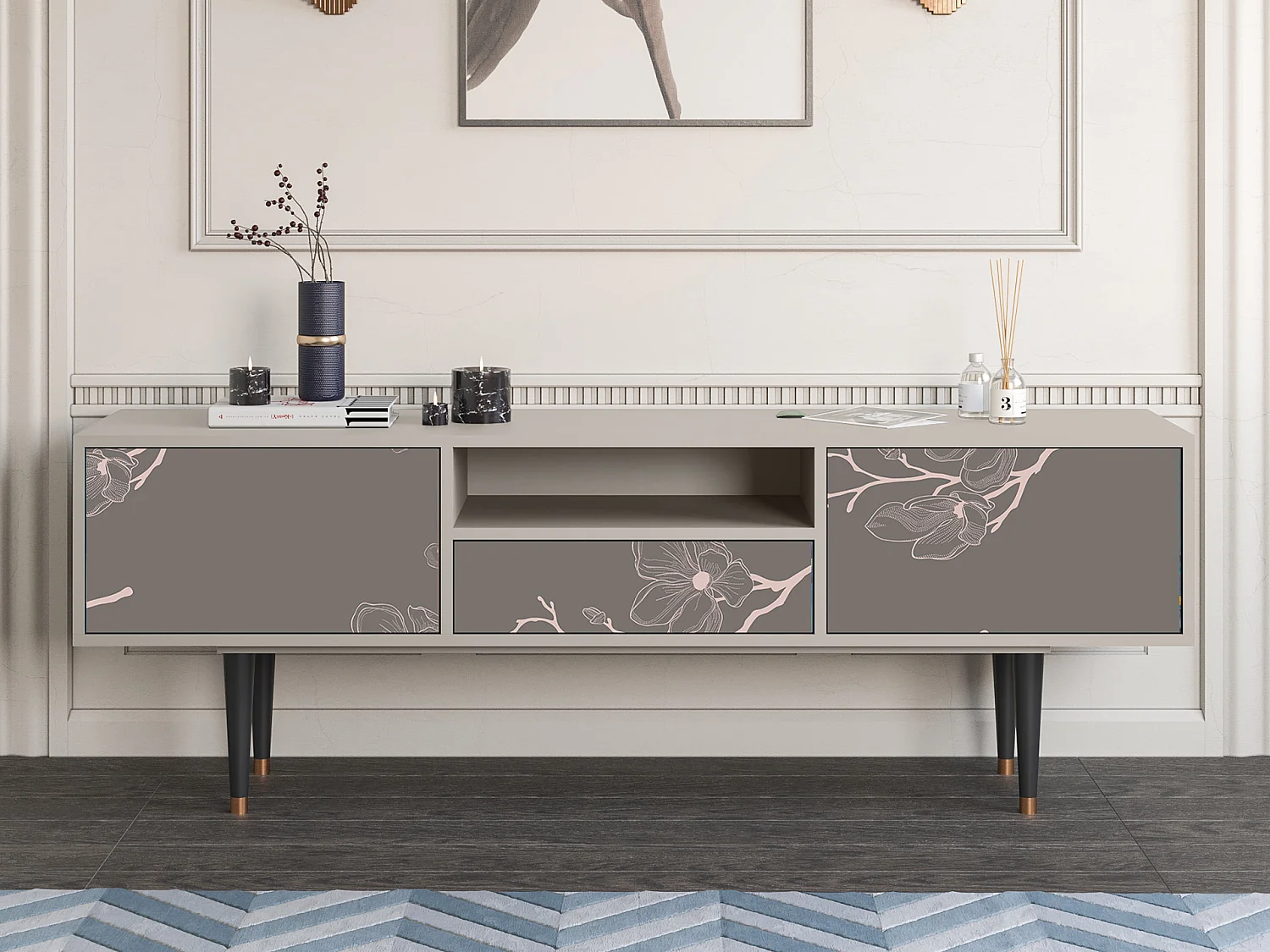 Meuble TV - 170х59х41 cm - T6 - Cherry Blossom, Sable