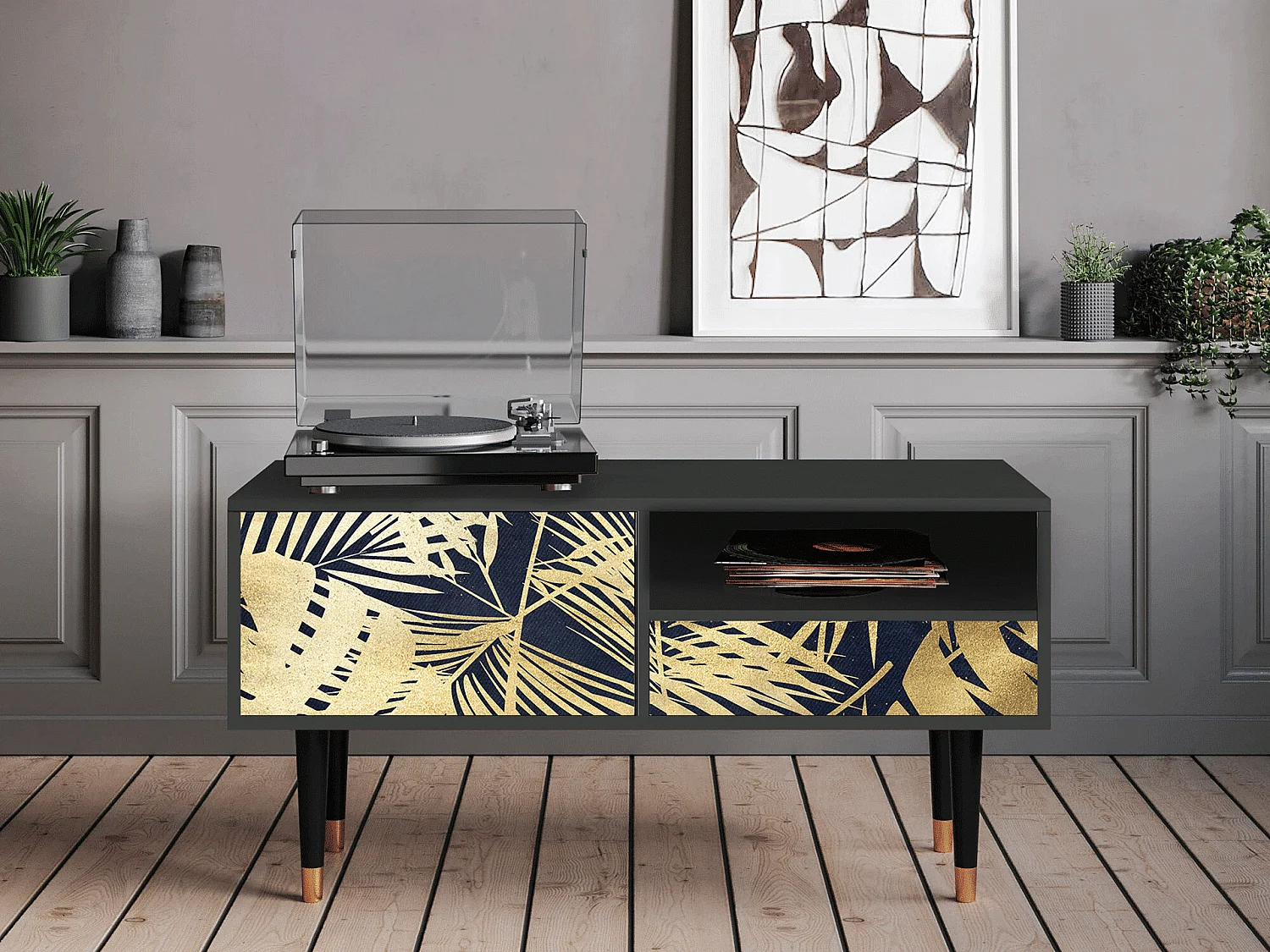 Meuble TV - 115х59х48 cm - T3 - Jungle Vibes, Anthracite