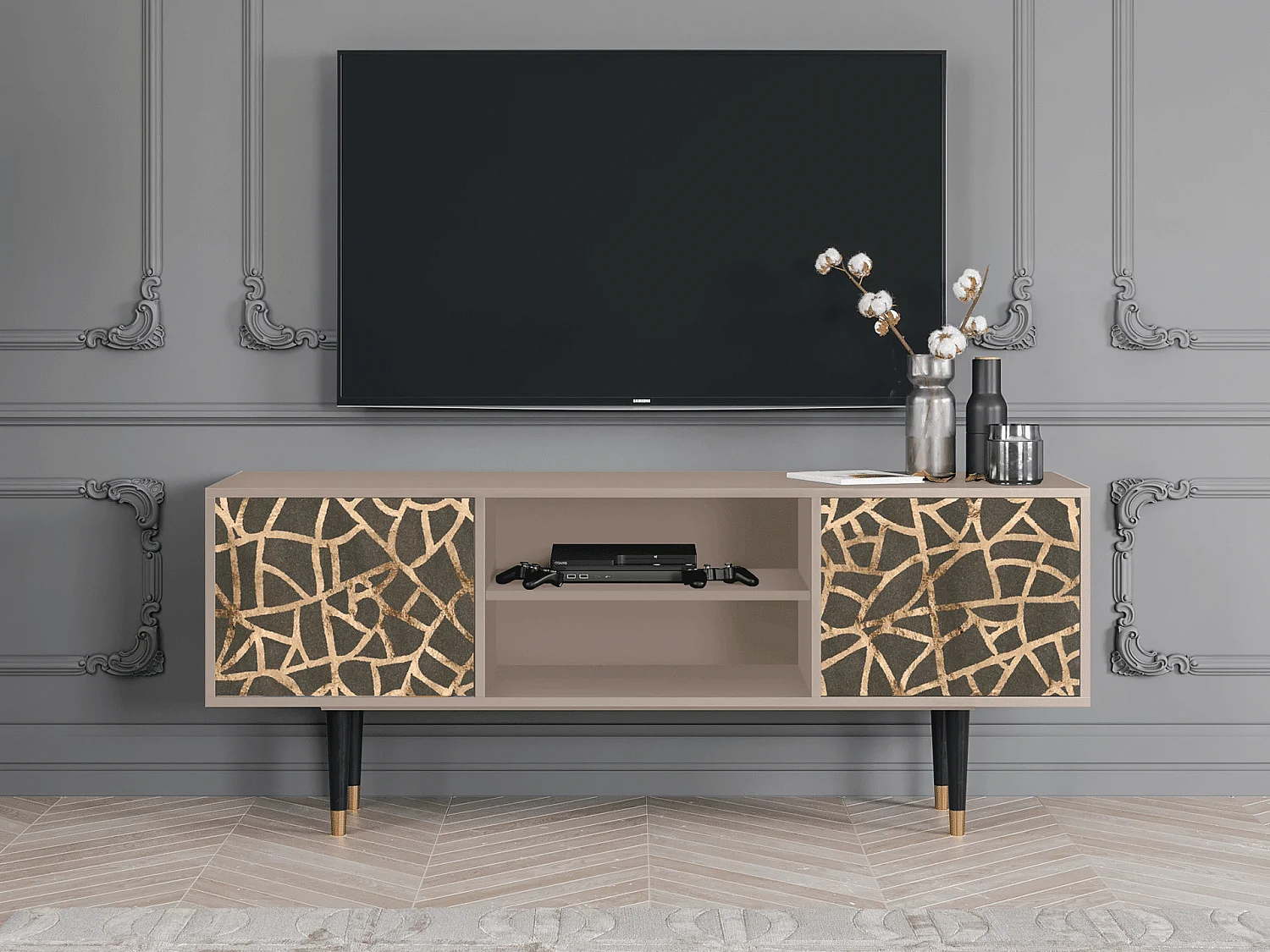 Mobile TV - 170х69х48 cm - T2 - Enlarged Leaf, Latte