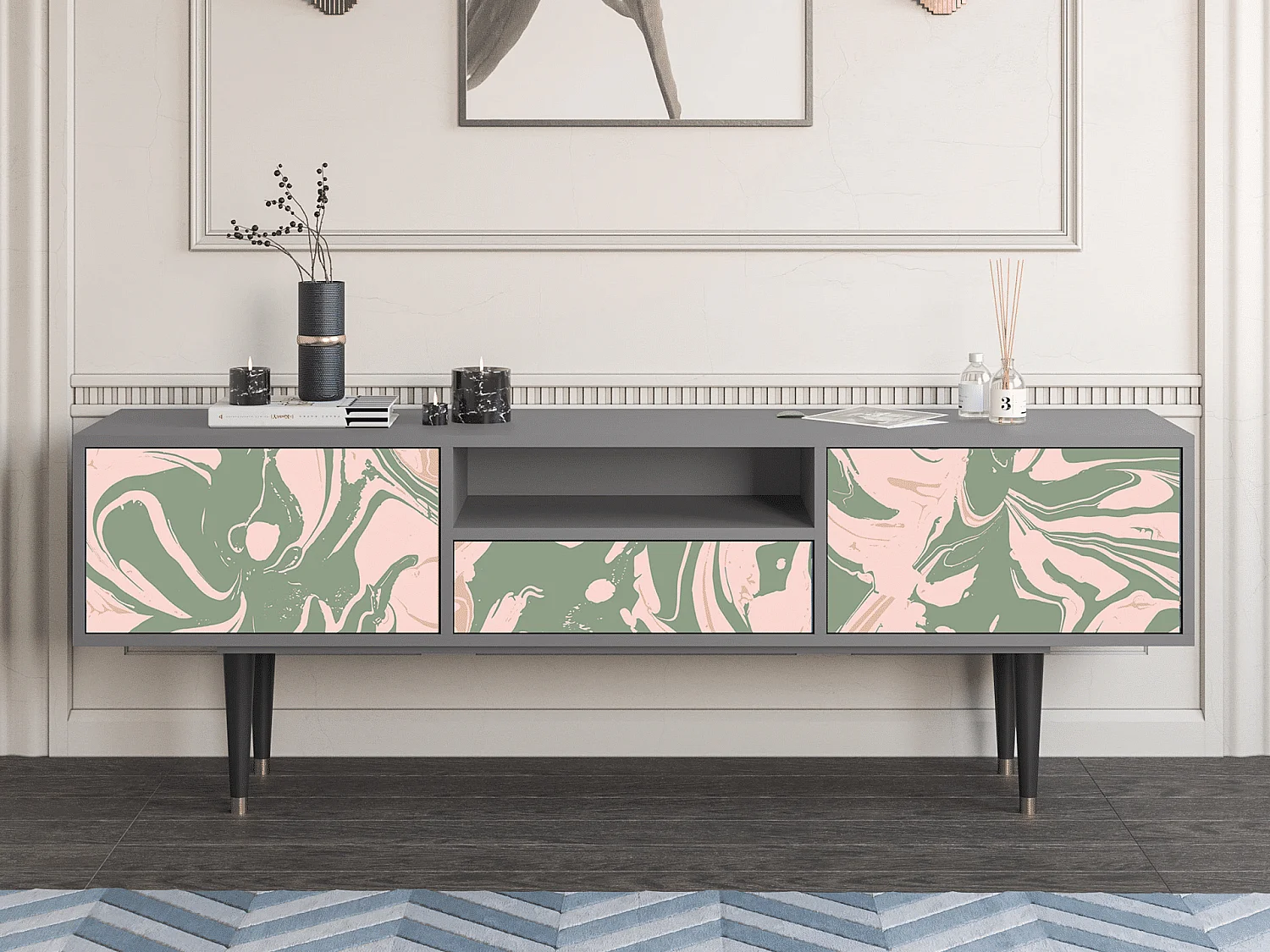 Mueble de TV - 170х59х41 cm - T6 - Aquarelle, Gris