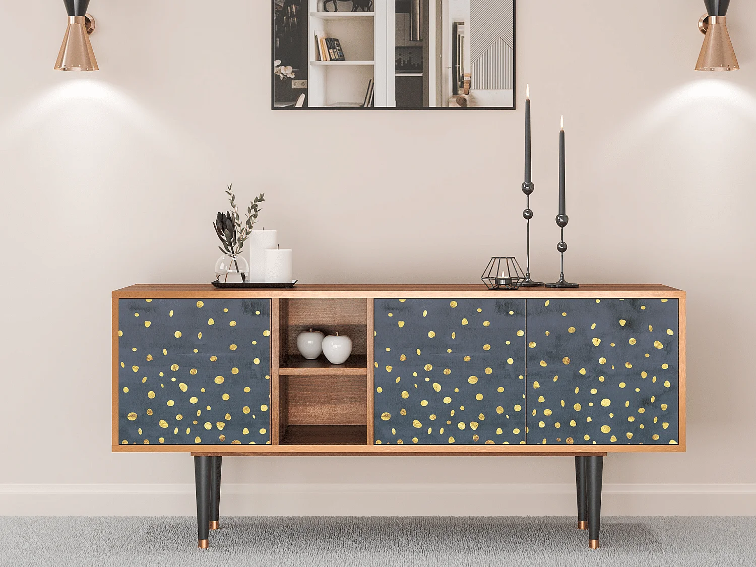 Meuble TV - 150х69х41 cm - T5 - Foggy Lights, Noyer