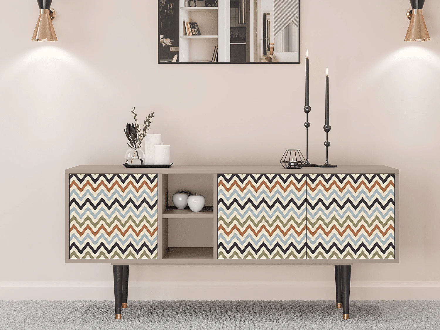 Mobile TV - 150х69х41 cm - T5 - Bright Ripple, Latte