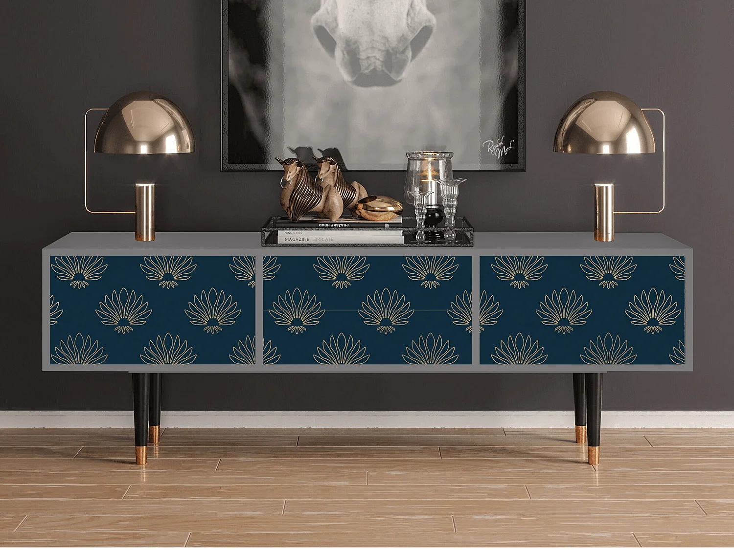 Meuble TV - 170х59х48 cm - T4 - Blue Lotus, Gris