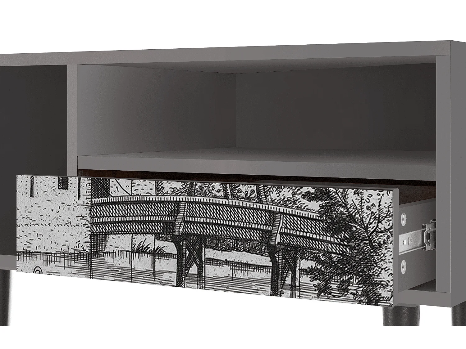 Meuble TV - 115х59х48 cm - T3 - Castle with Bridge, Gris