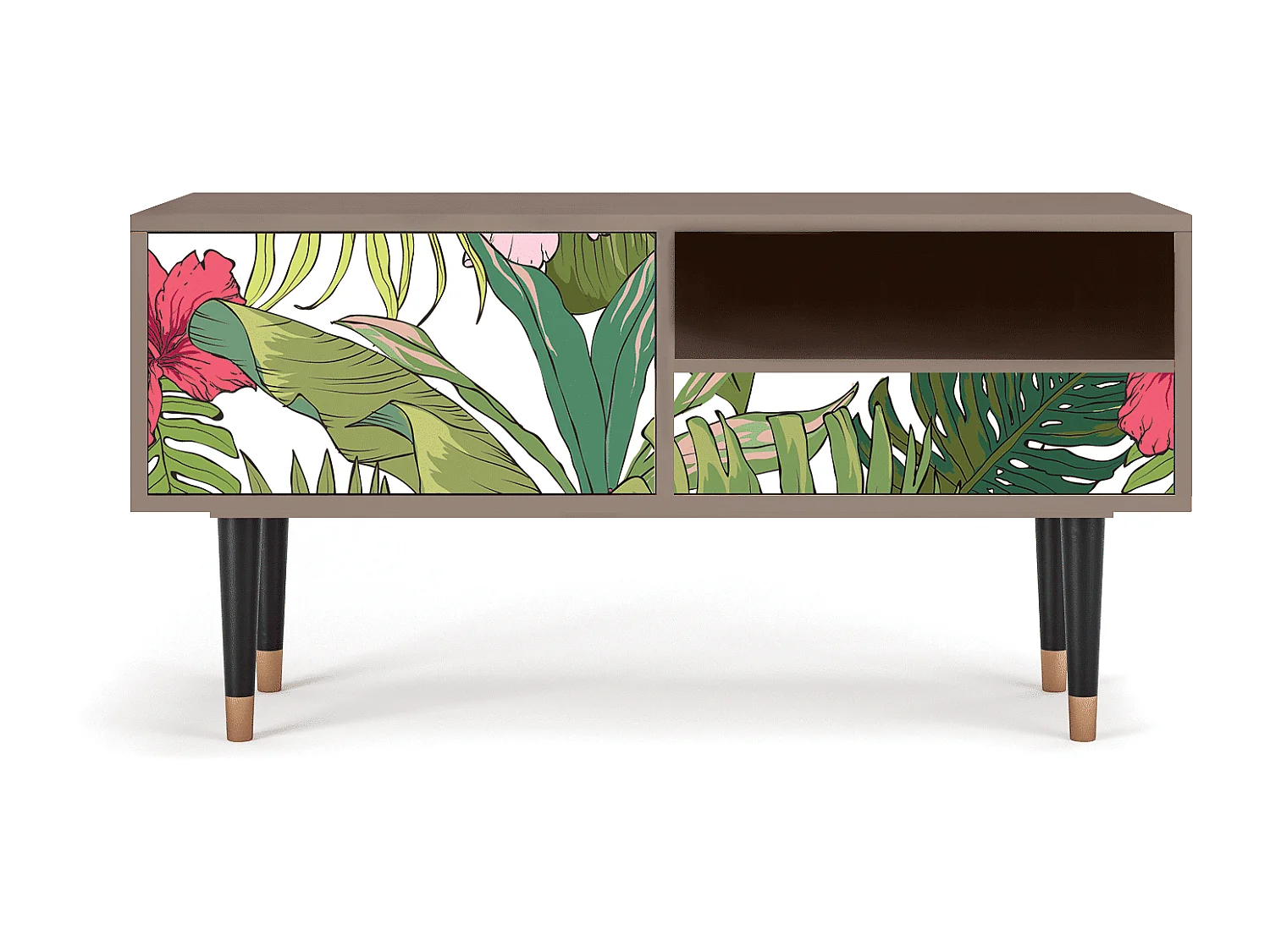 Szafka RTV - 115х59х48 cm - T3 - Verdant Tropics, Latte