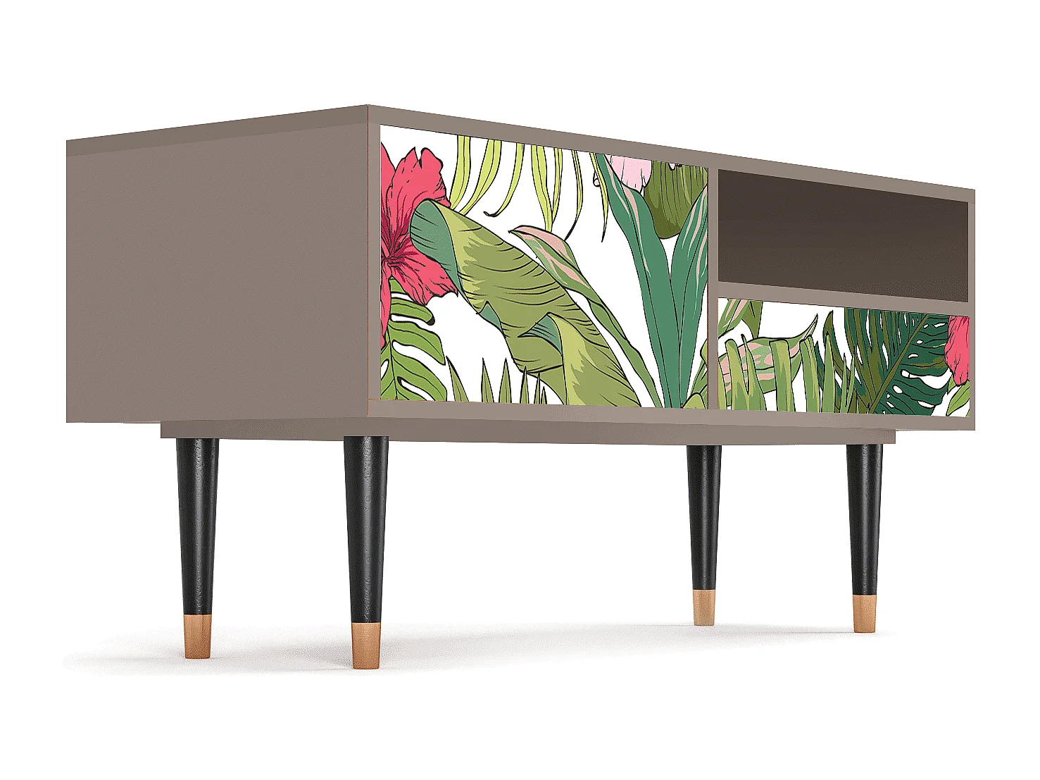 Szafka RTV - 115х59х48 cm - T3 - Verdant Tropics, Latte