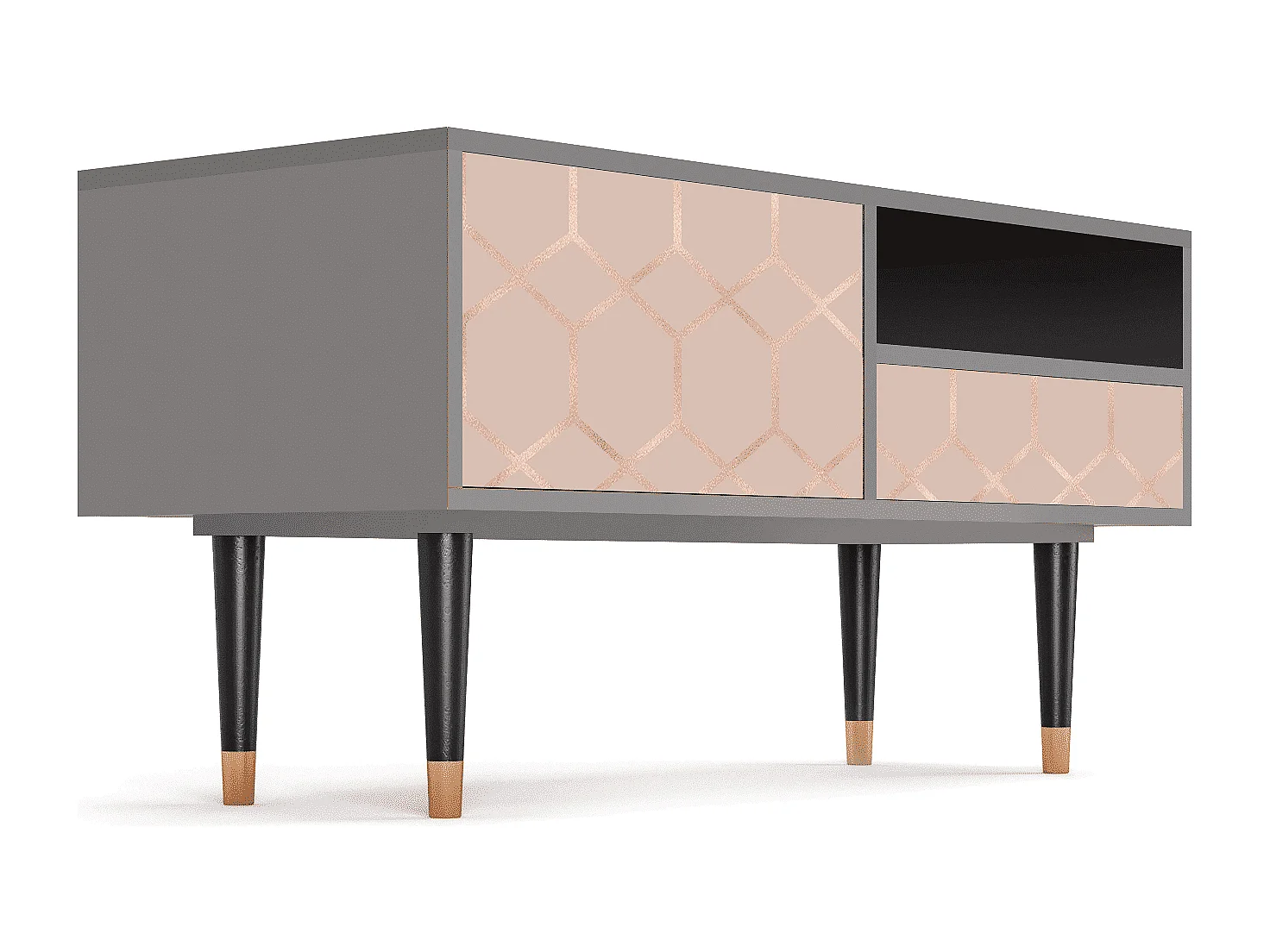 TV-Möbel - 115х59х48 cm - T3 - Rose Honeycomb, Grau