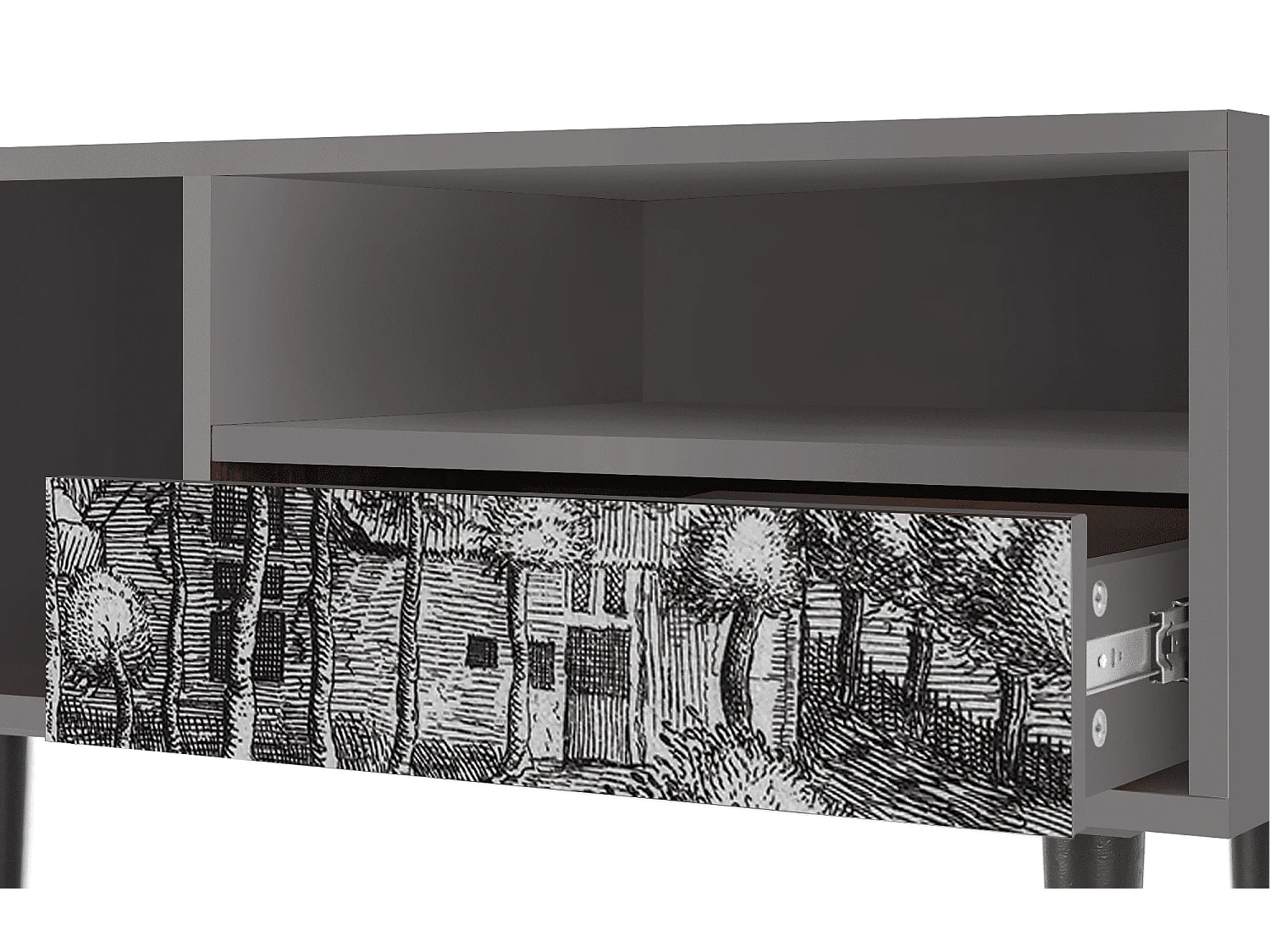 Meuble TV - 115х59х48 cm - T3 - A Pond, Gris