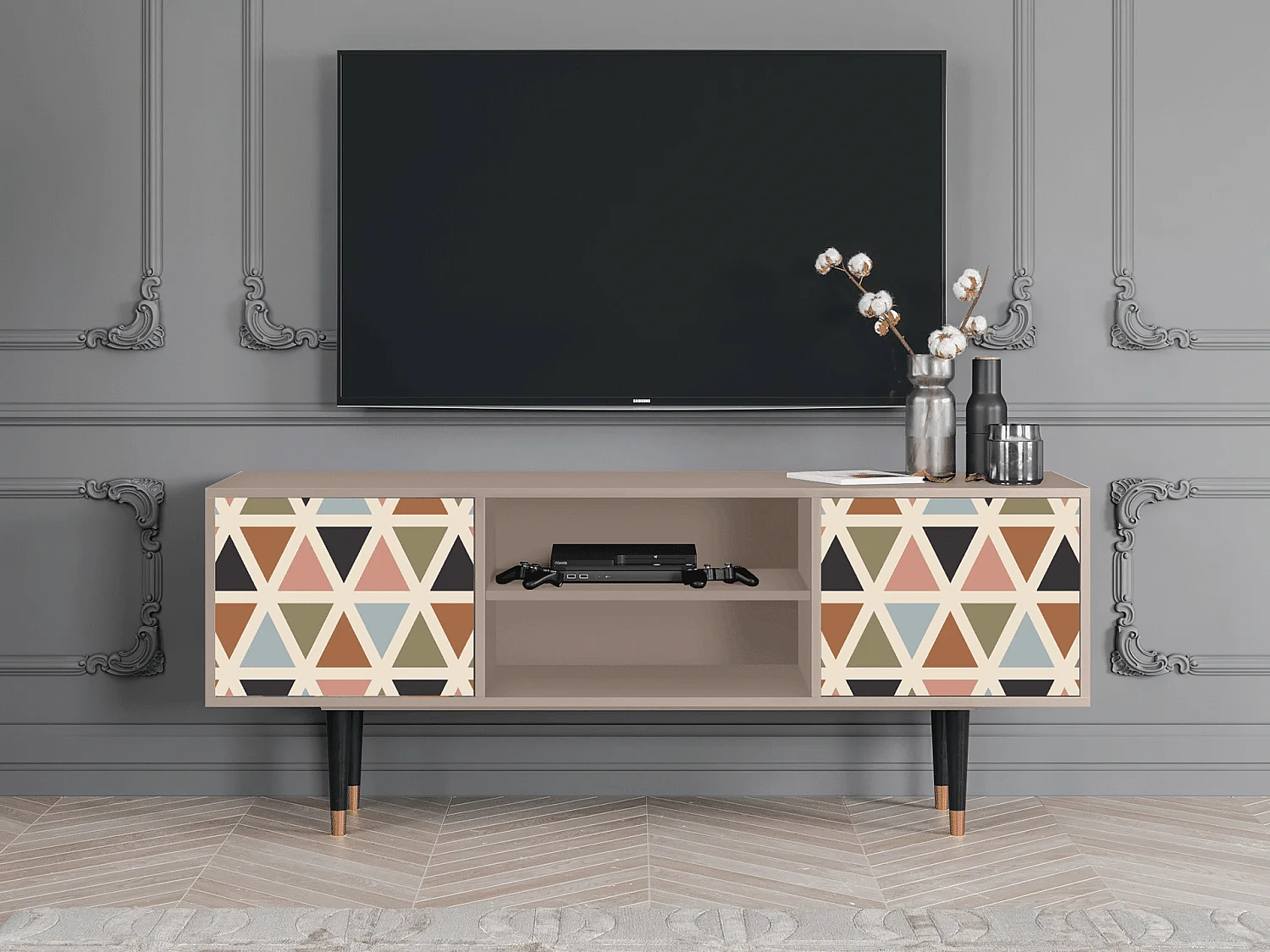 TV-meubel - 170х69х48 cm - T2 - Royal Triangles, Latte