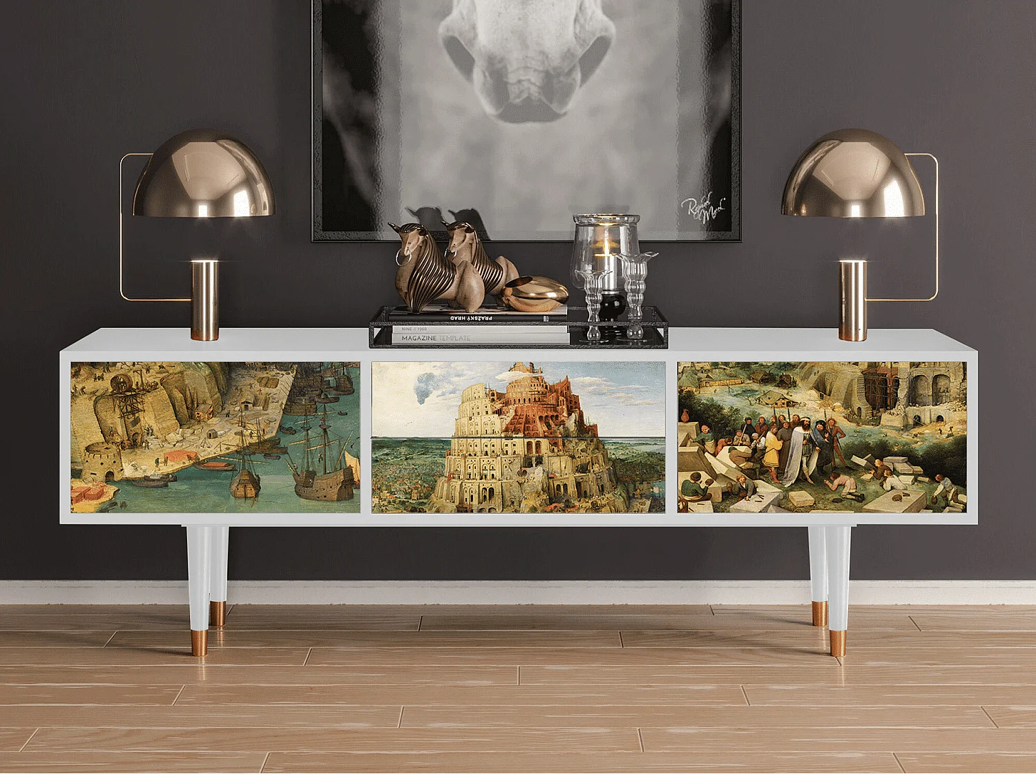 TV-Möbel - 170х59х48 cm - T4 - Elder The Tower, Weiß