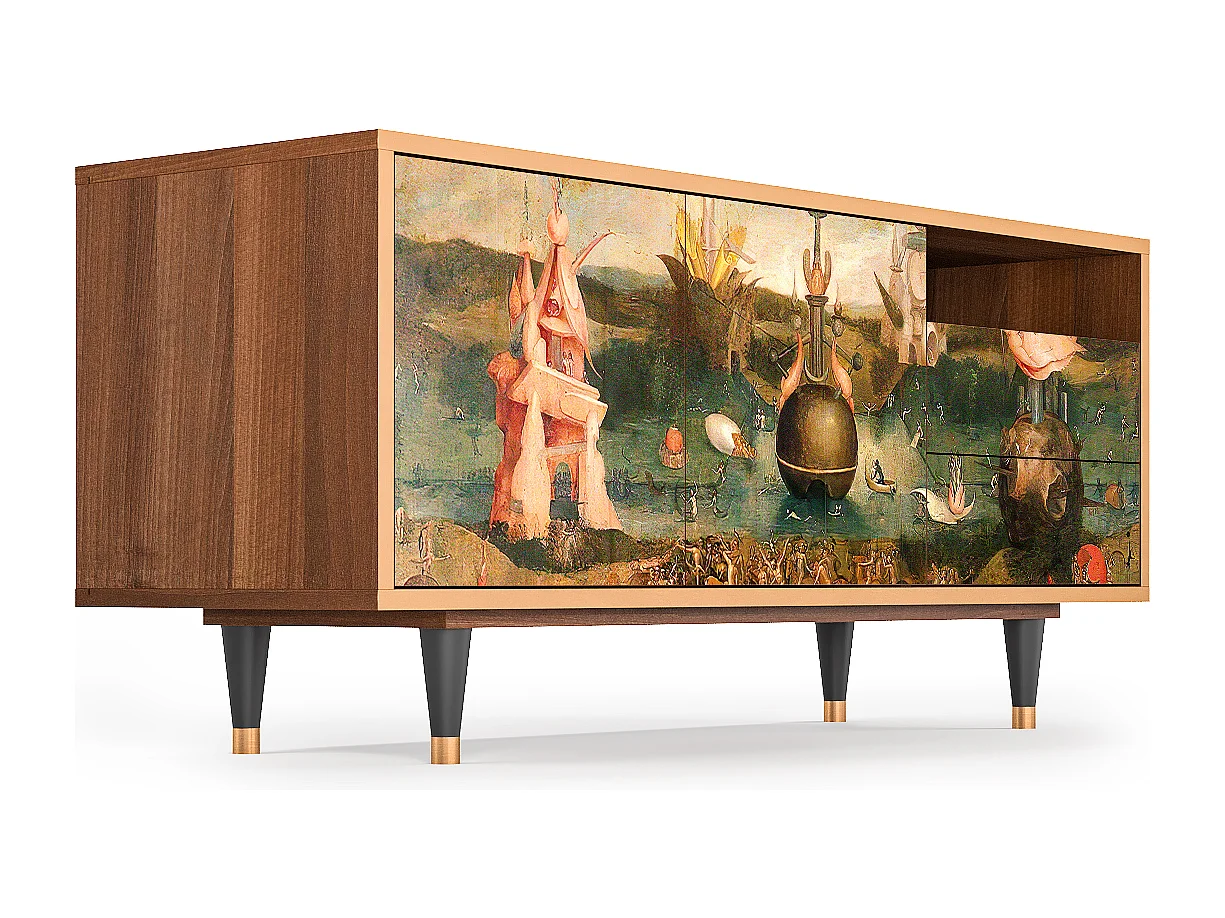 Meuble TV - 125х56х41 cm - T7 - Garden of Delights , Noyer