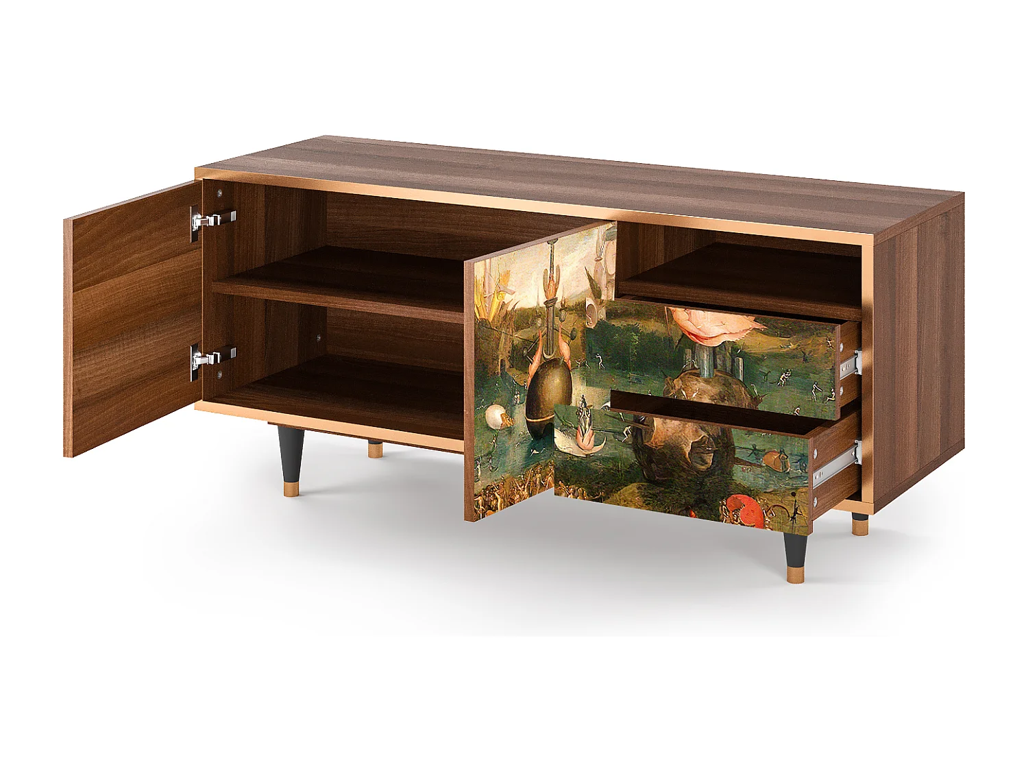 Meuble TV - 125х56х41 cm - T7 - Garden of Delights , Noyer