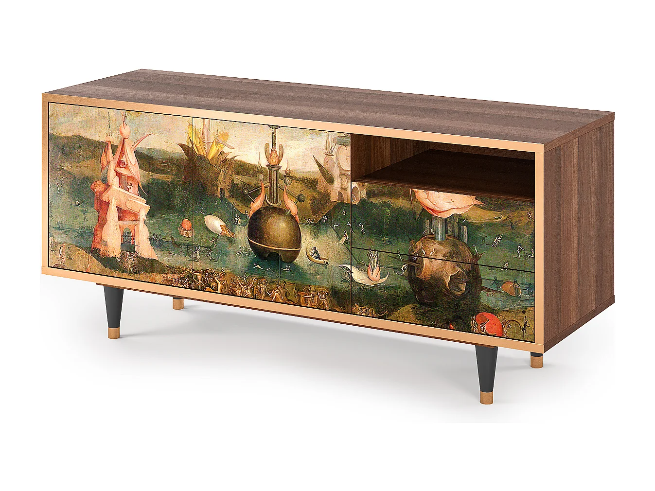 Meuble TV - 125х56х41 cm - T7 - Garden of Delights , Noyer