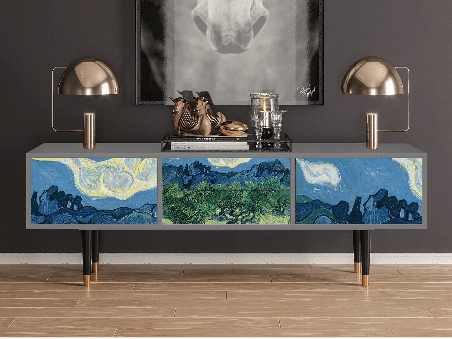 Meuble TV - 170х59х48 cm - T4 - The Oil Trees, Gris