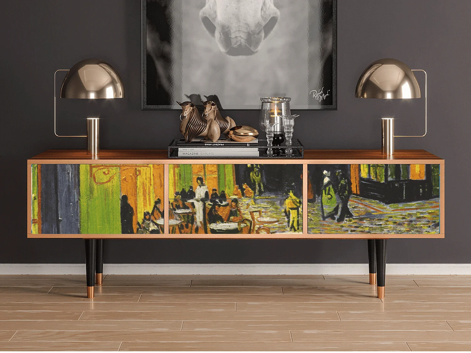 TV-meubel - 170х59х48 cm - T4 - Café Terrace at Night, Walnoot