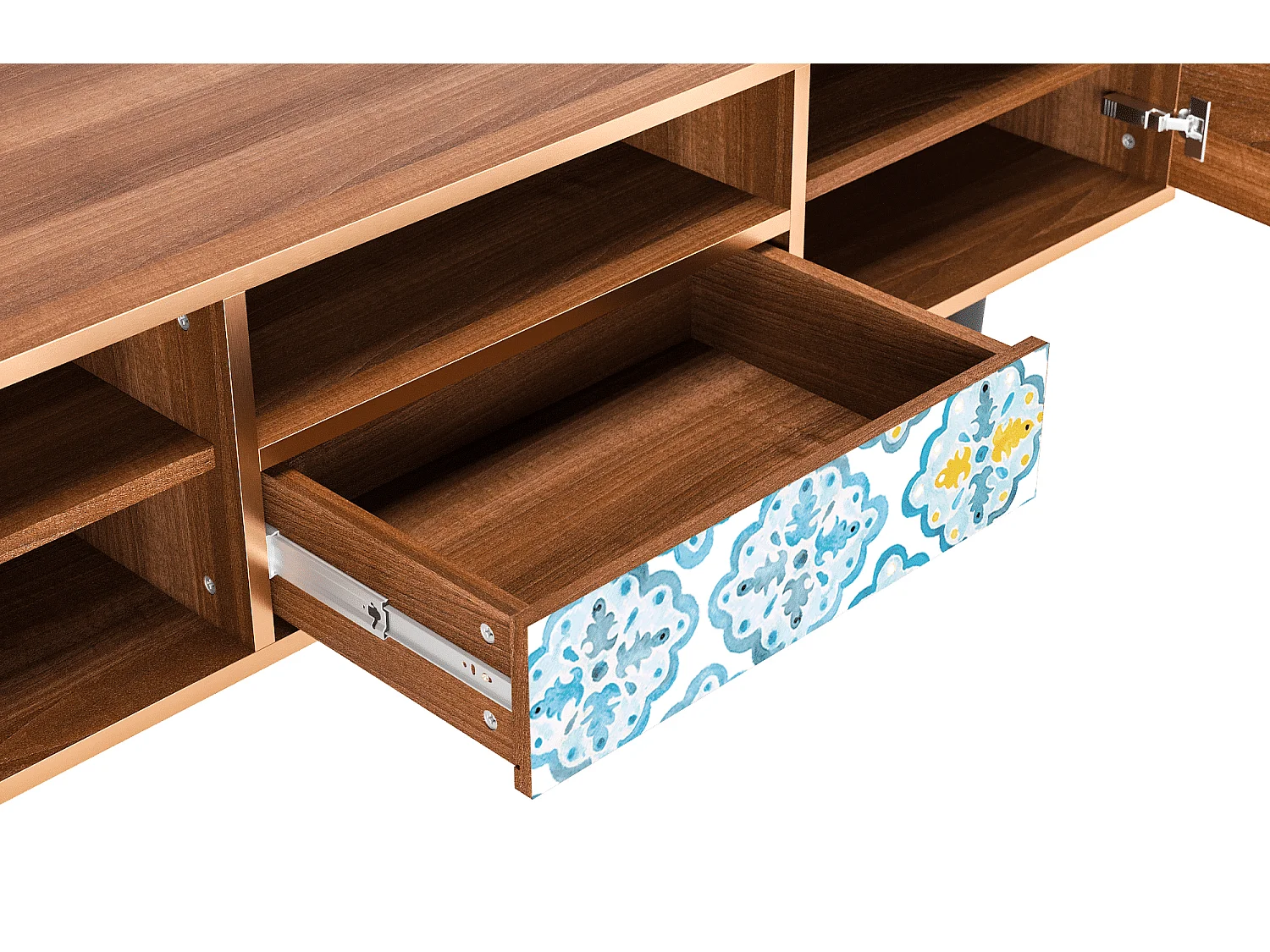 Mobile TV - 170х59х41 cm - T6 - Portugese tiles, Noce