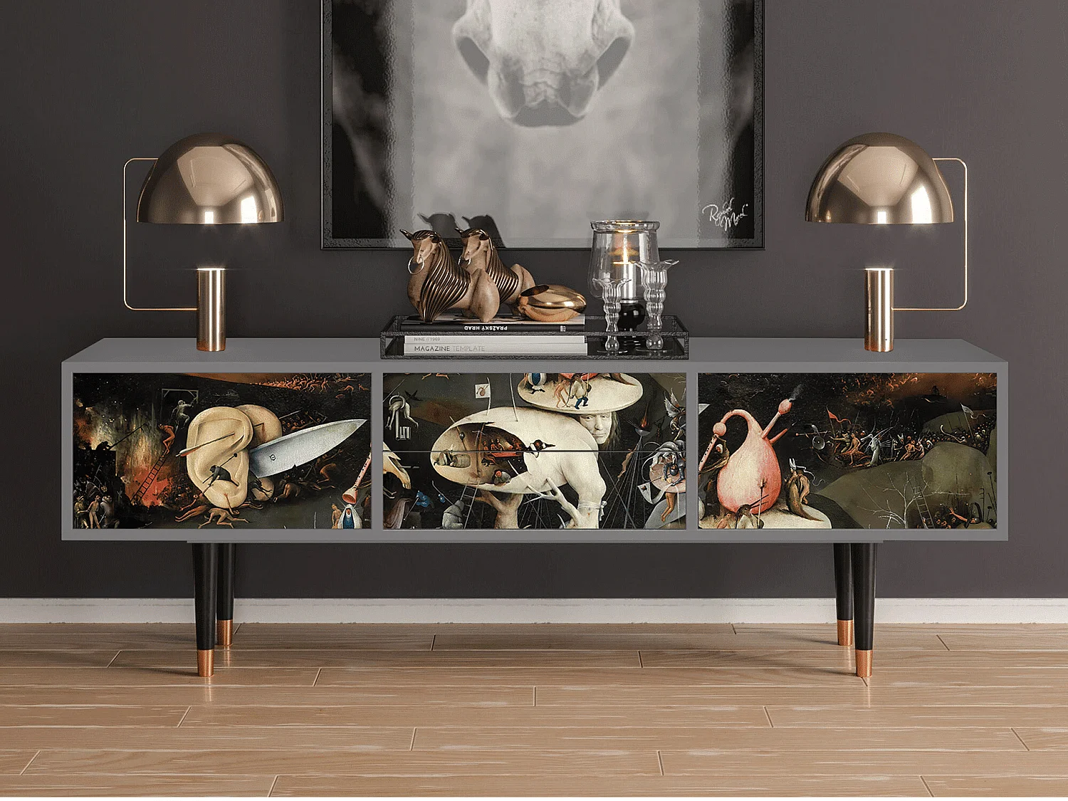 Mueble de TV - 170х59х48 cm - T4 - The Garden 2, Cinza