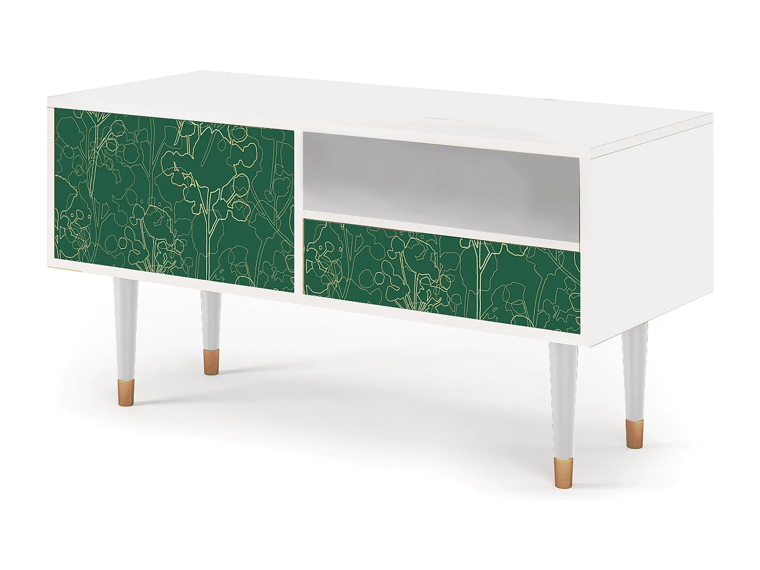 Mueble de TV - 115х59х48 cm - T3 - Emerald Forest, Branco