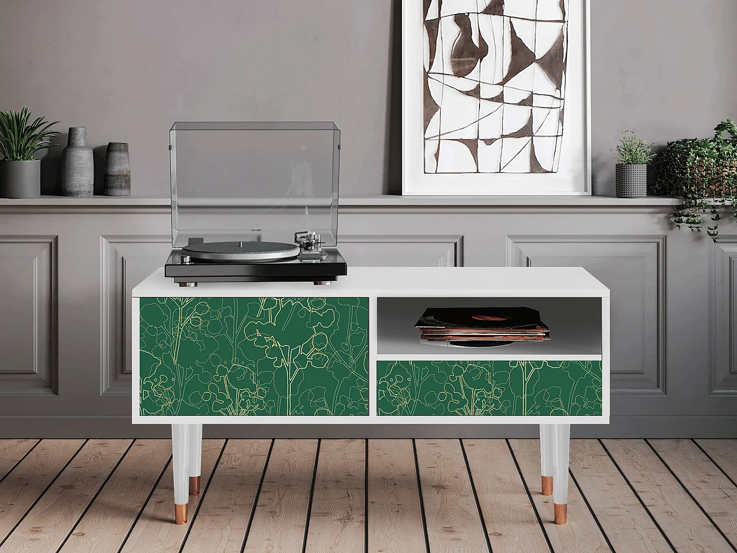 Mobile TV - 115х59х48 cm - T3 - Emerald Forest, Bianco